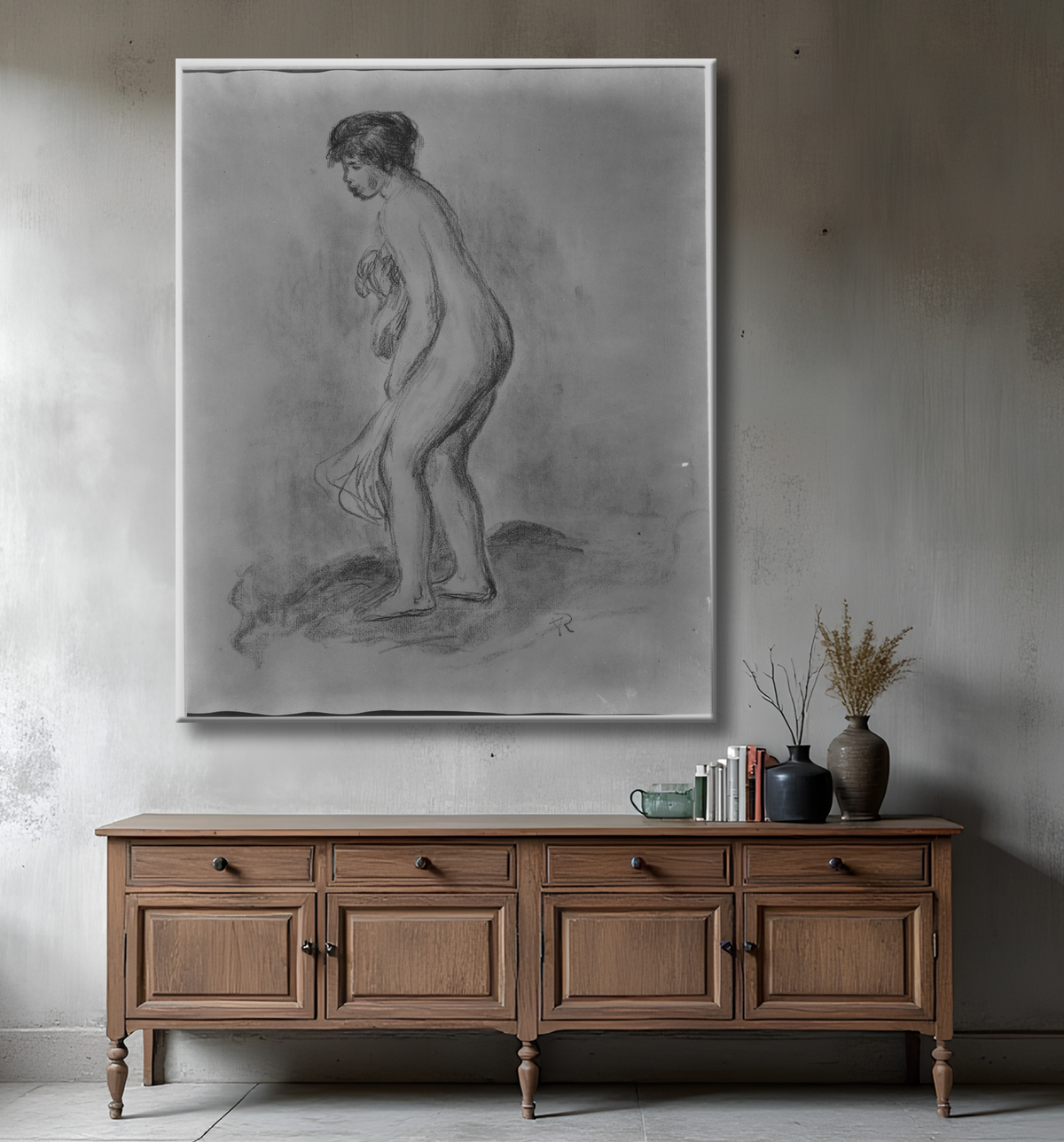 Reproduction Baigneuse Debout de Auguste Renoir avec decor