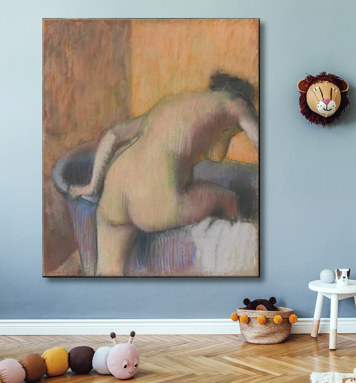 Reproduction Baigneuse entrant dans une baignoire de Edgar Degas avec decor