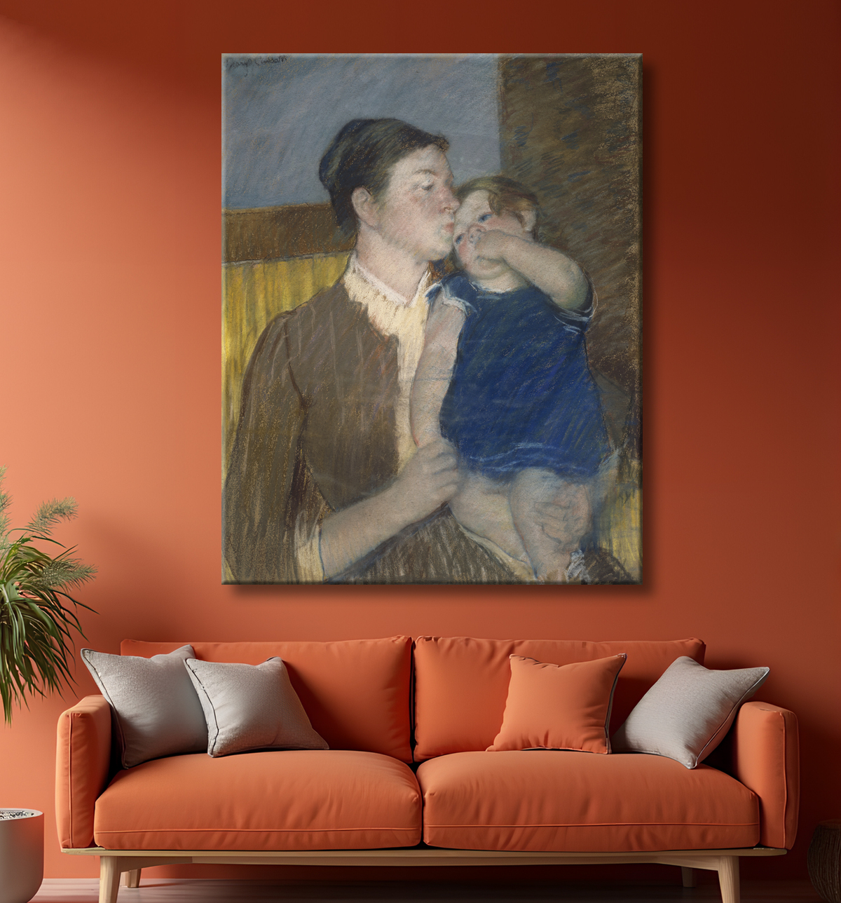 Reproduction Baiser de bonne nuit de la mère de Mary Cassatt avec decor