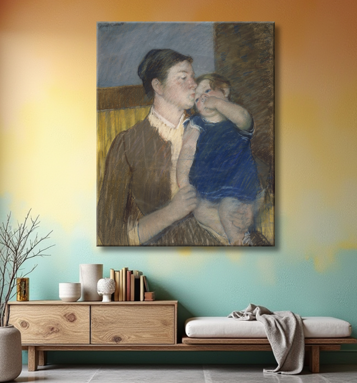 Reproduction Baiser de bonne nuit de la mère de Mary Cassatt avec decor