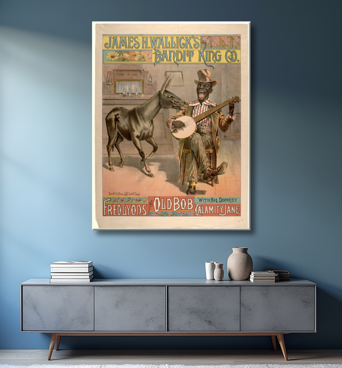 Reproduction Bandit King Co. de James H. Wallick. de Lyons, Fred avec decor