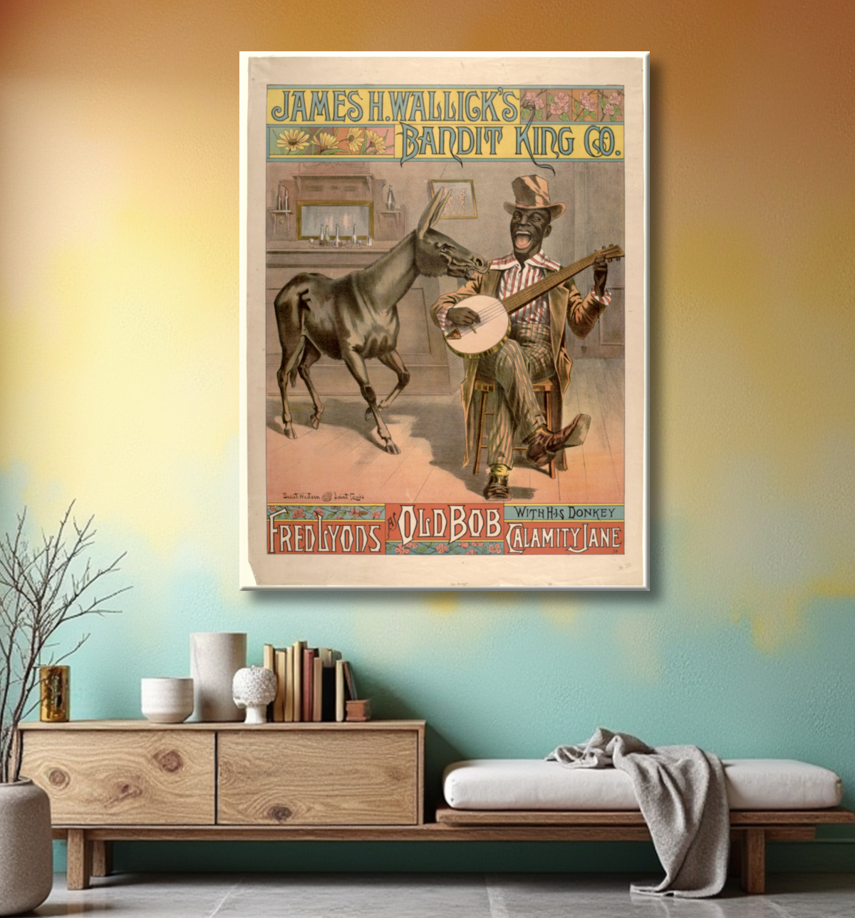 Reproduction Bandit King Co. de James H. Wallick. de Lyons, Fred avec decor