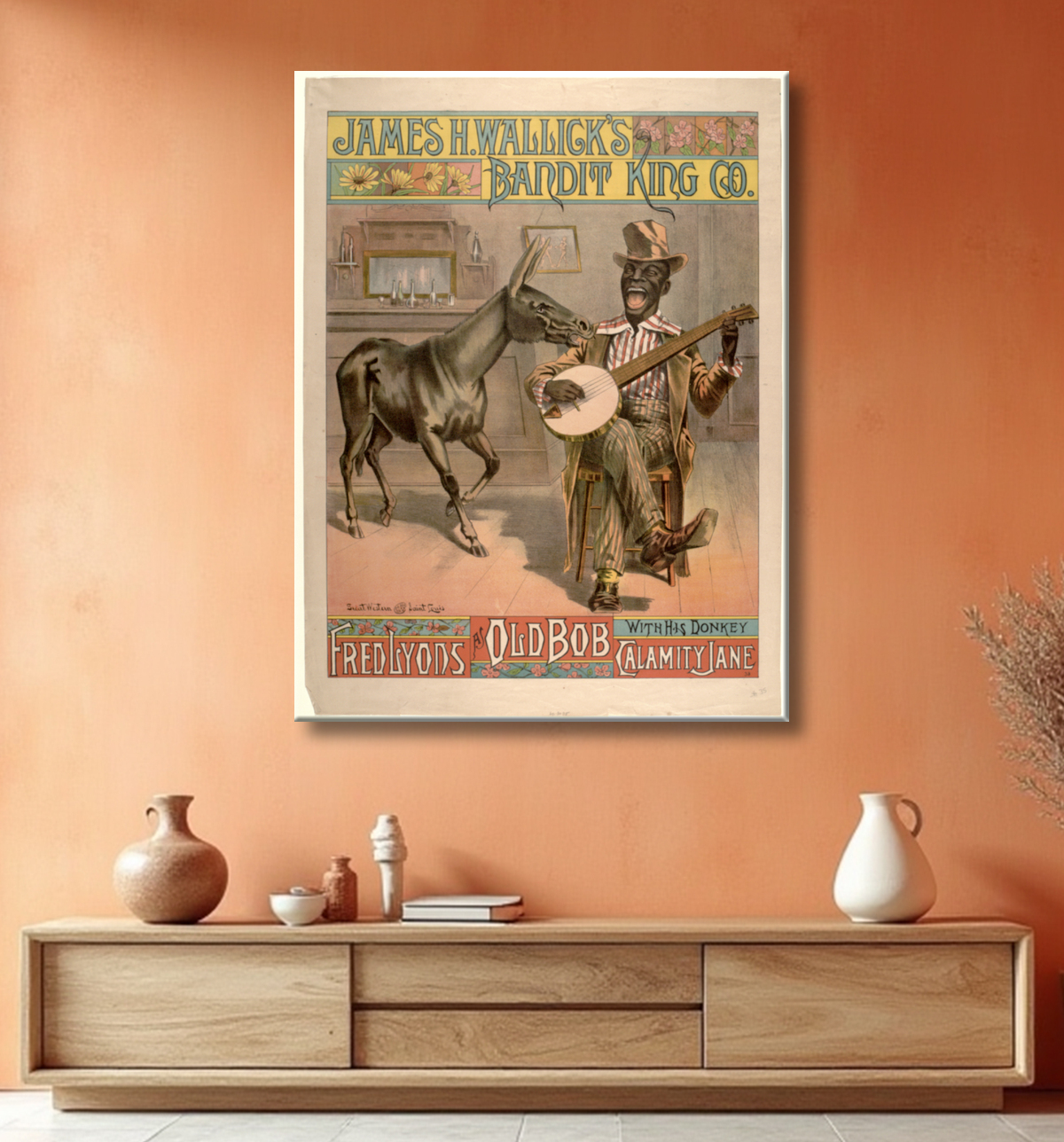 Reproduction Bandit King Co. de James H. Wallick. de Lyons, Fred avec decor