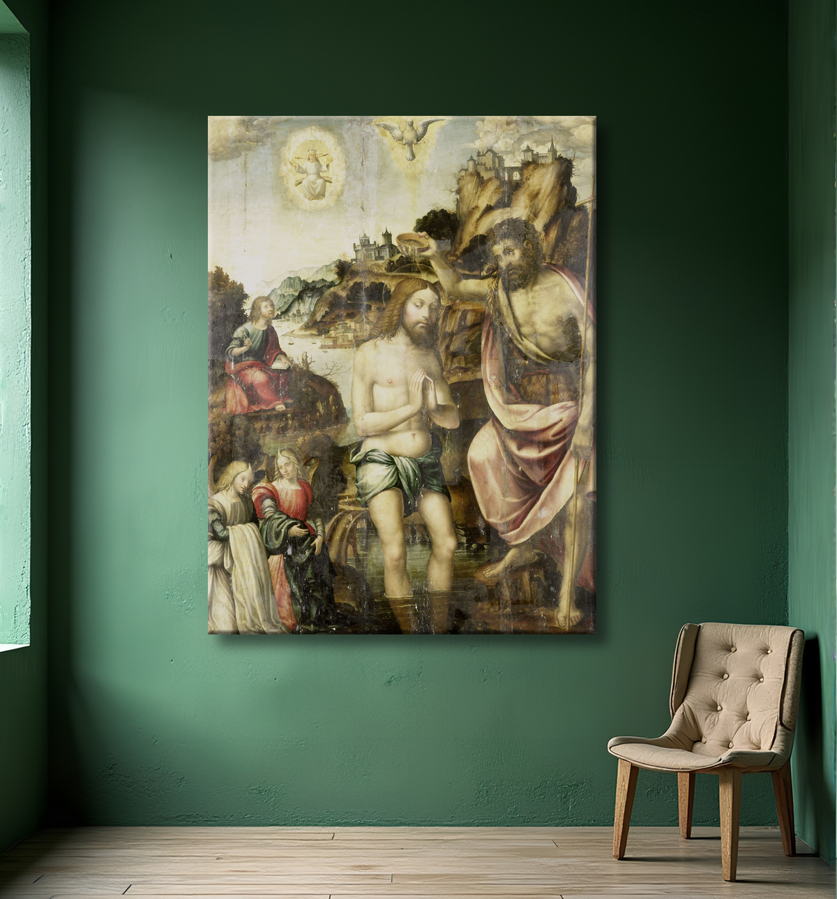 Reproduction Baptême du Christ de anonymous avec decor