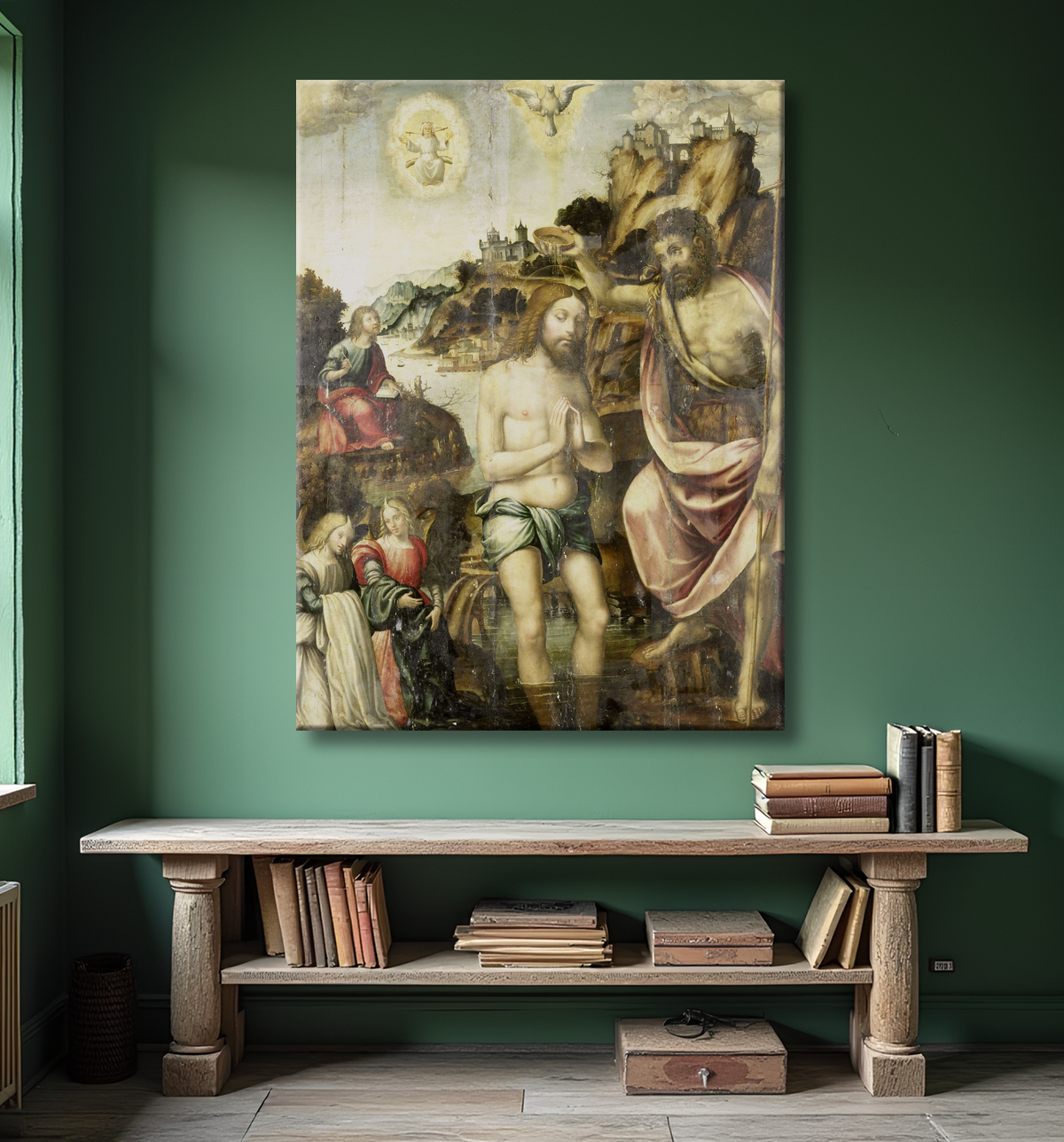 Reproduction Baptême du Christ de anonymous avec decor