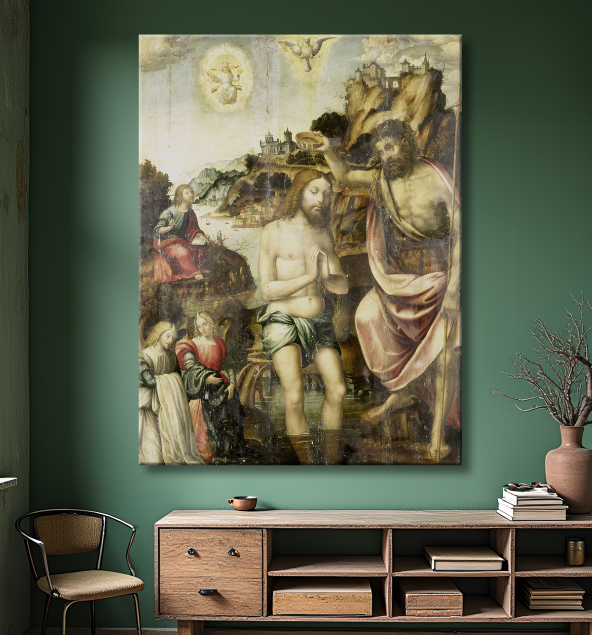 Reproduction Baptême du Christ de anonymous avec decor