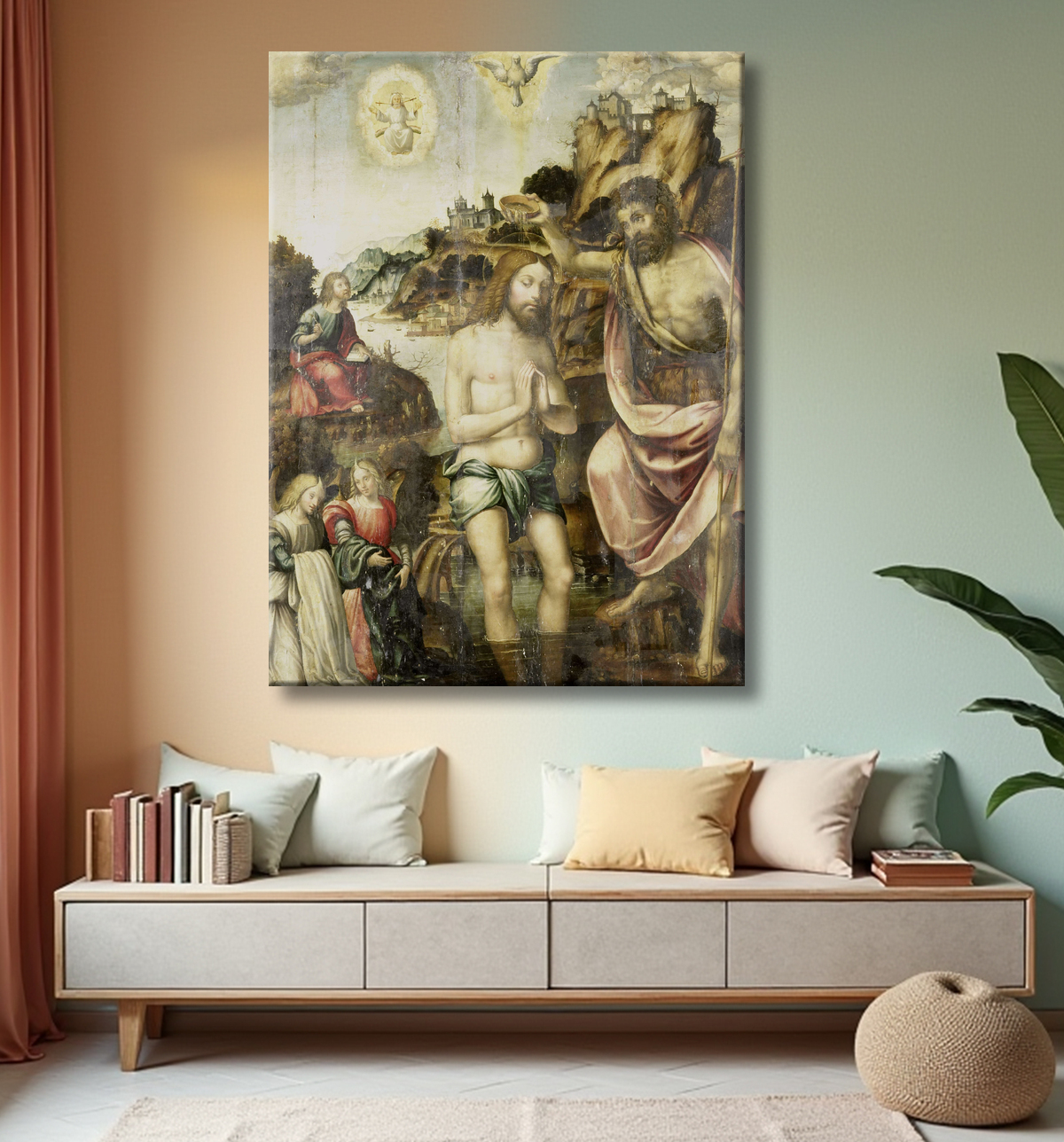 Reproduction Baptême du Christ de anonymous avec decor