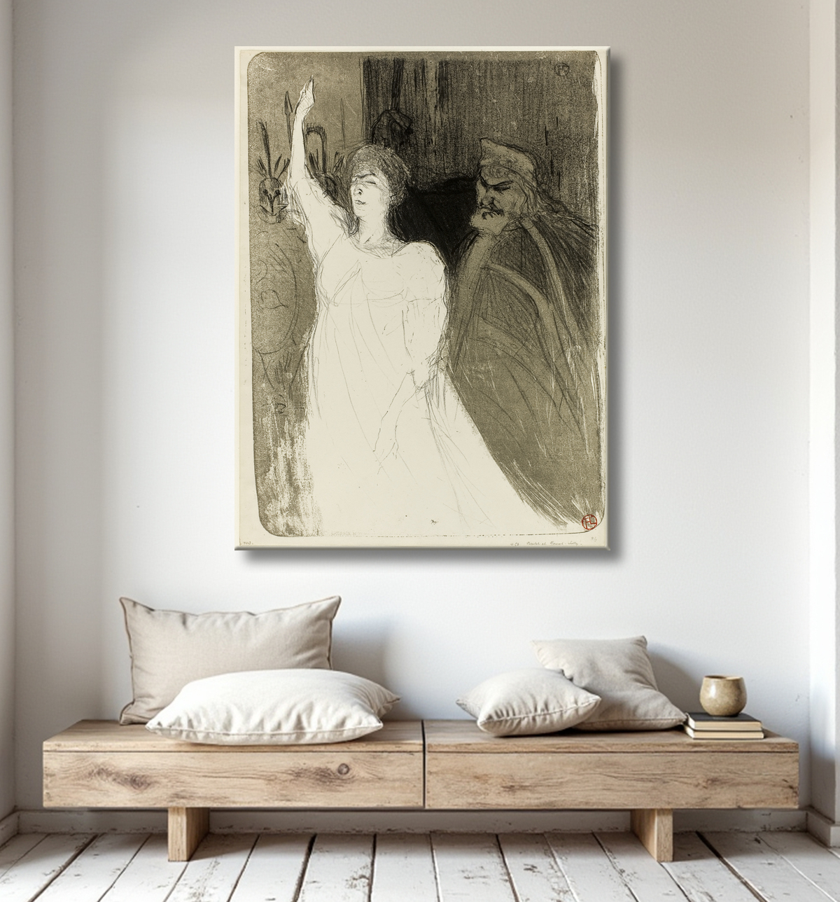 Reproduction Bartet et Mounet-Sully, à Antigone de Henri de Toulouse-Lautrec avec decor