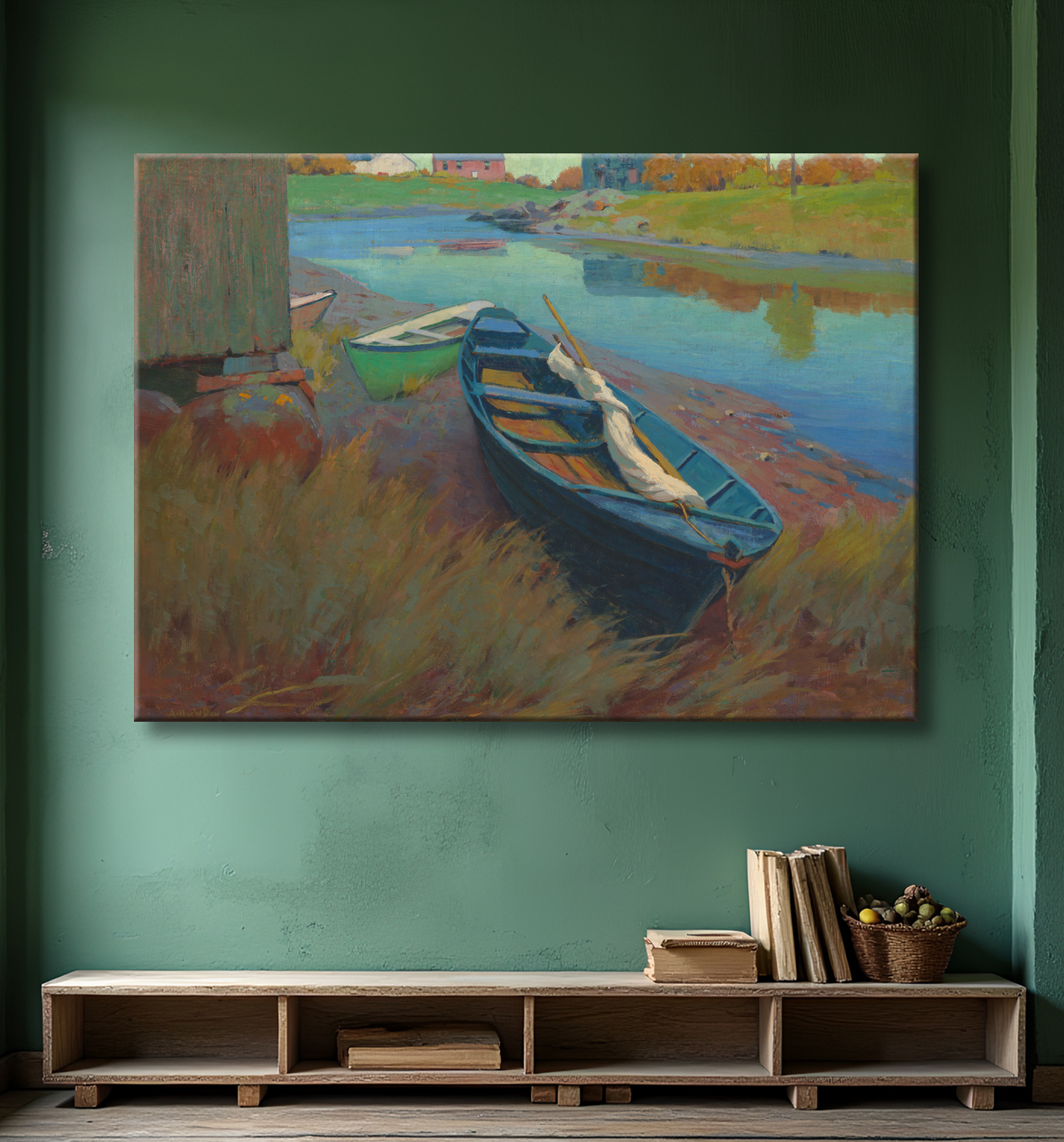 Reproduction Bateaux au repos de Arthur Wesley Dow avec decor