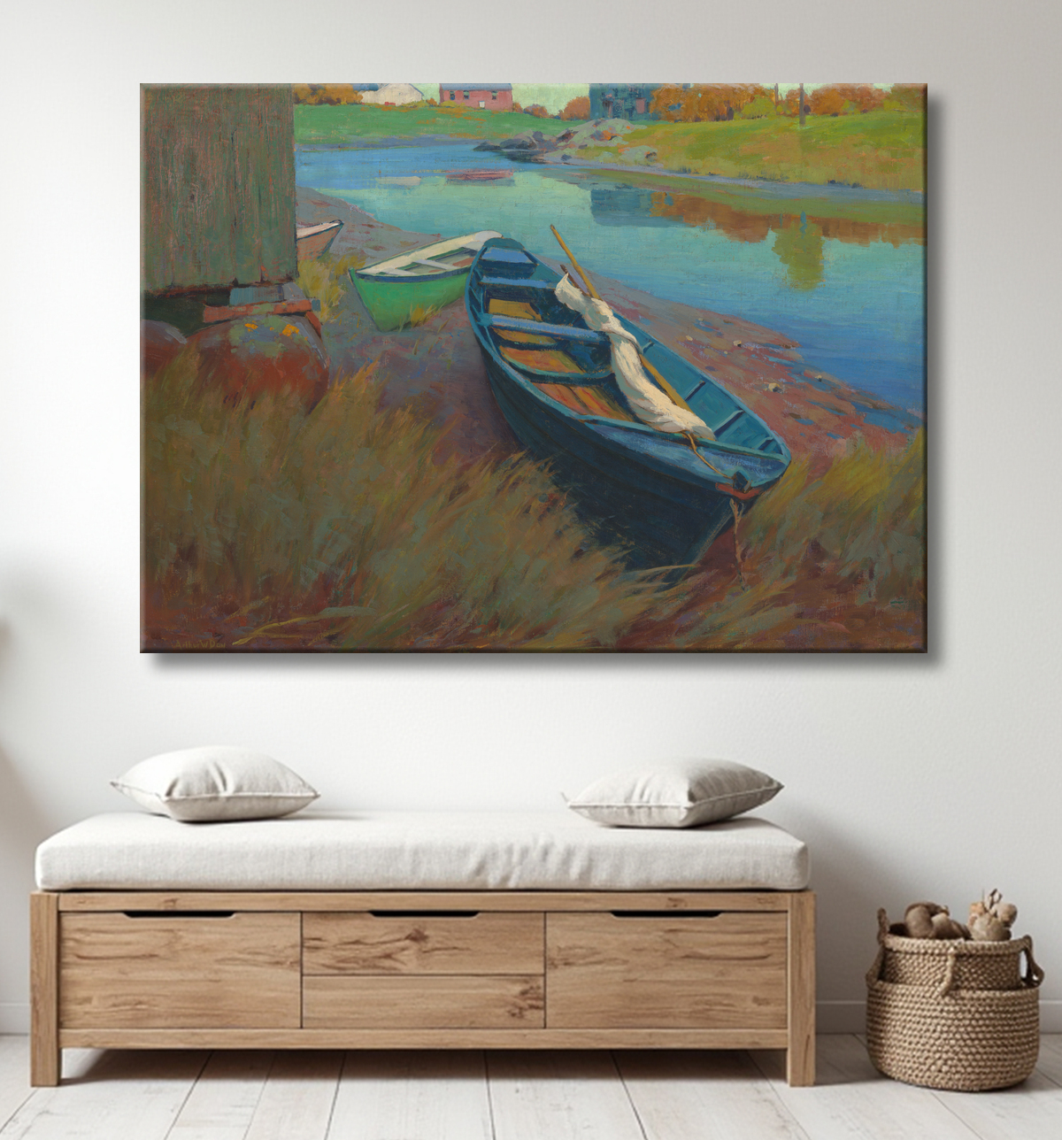 Reproduction Bateaux au repos de Arthur Wesley Dow avec decor