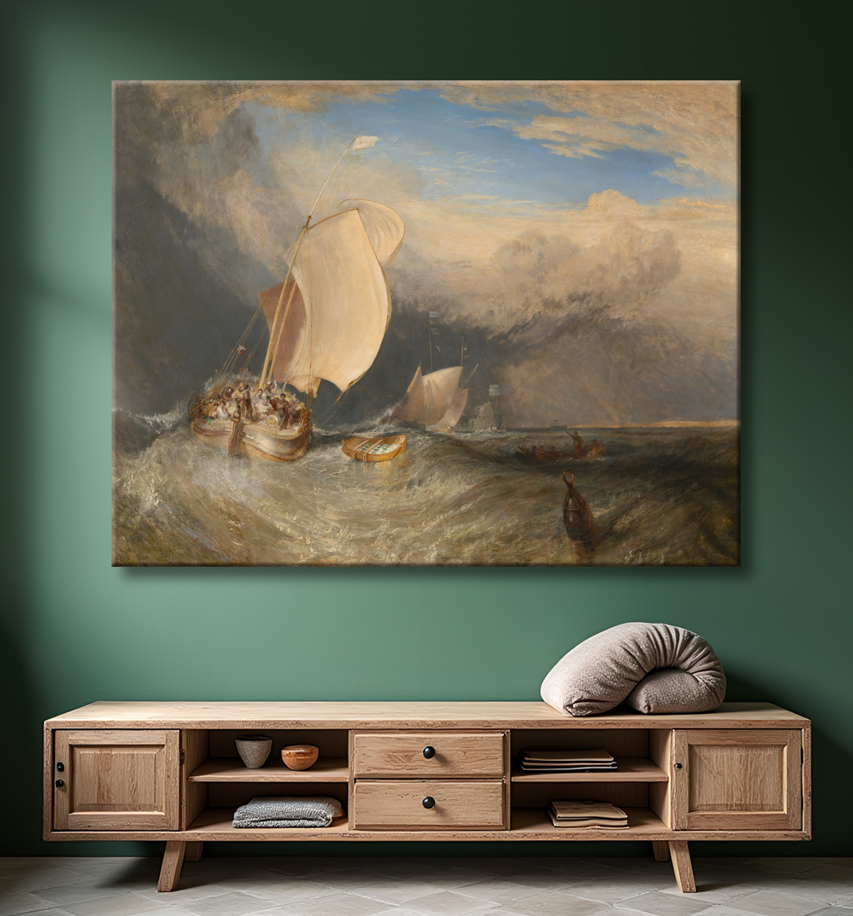 Reproduction Bateaux de pêche avec des marchands de colporteurs pour le poisson de Joseph Mallord William Turner avec decor