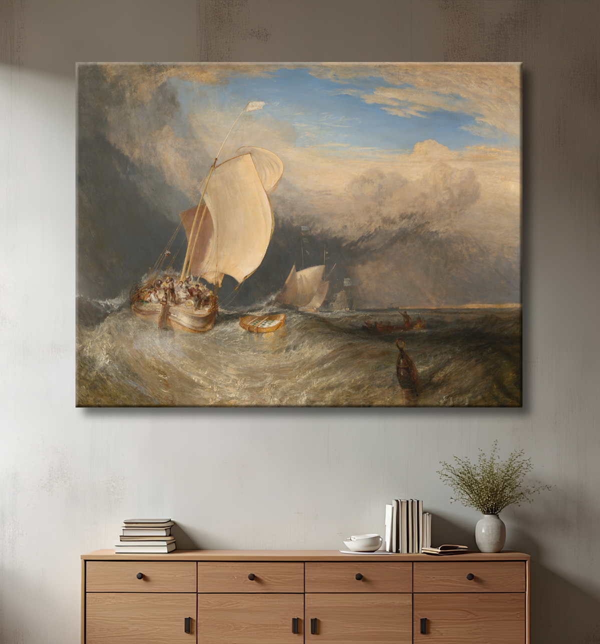 Reproduction Bateaux de pêche avec des marchands de colporteurs pour le poisson de Joseph Mallord William Turner avec decor