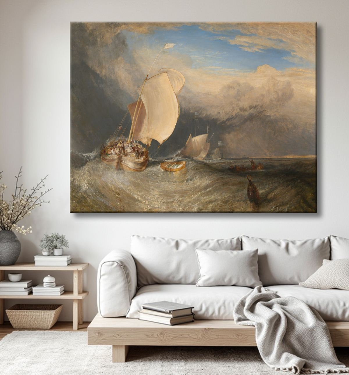 Reproduction Bateaux de pêche avec des marchands de colporteurs pour le poisson de Joseph Mallord William Turner avec decor
