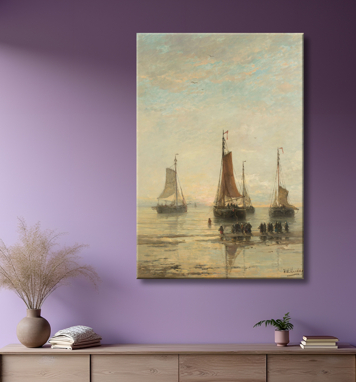 Reproduction Bateaux de Scheveningen Bluff Bowed à l'ancre de Hendrik Willem Mesdag avec decor