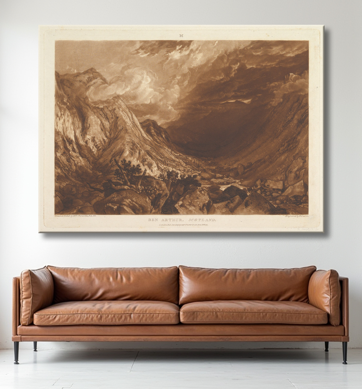 Reproduction Ben Arthur, Écosse (Études de livres, partie 14, planche 69) de Joseph Mallord William Turner avec decor