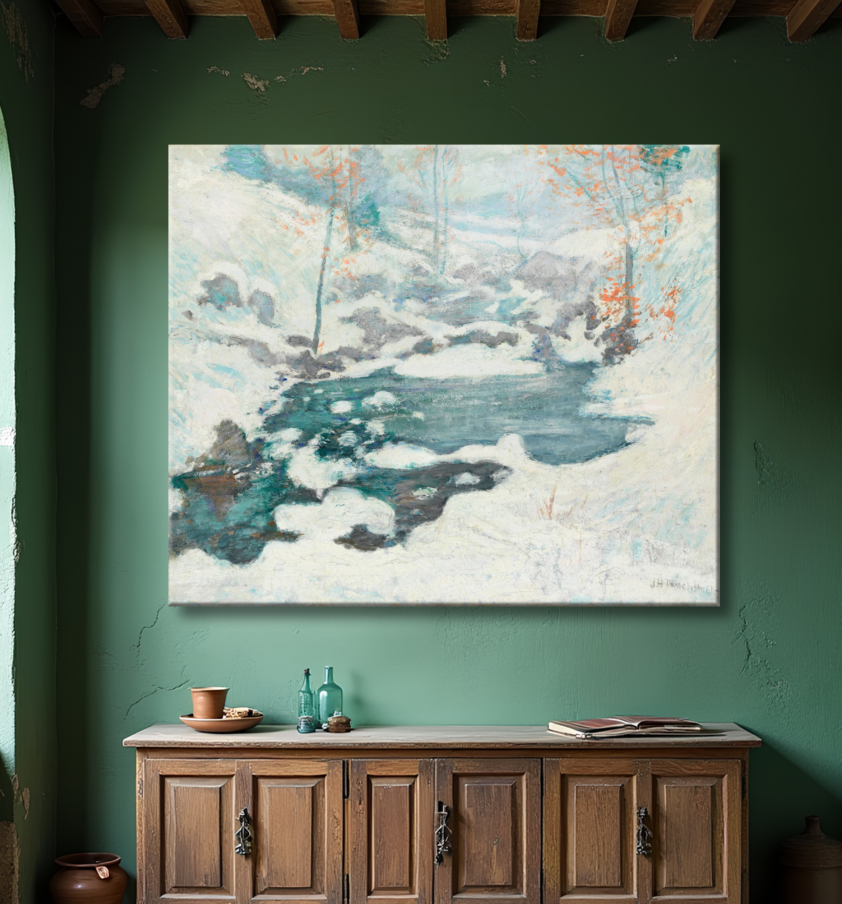 Reproduction Bloqué par les glaces de John Henry Twachtman avec decor