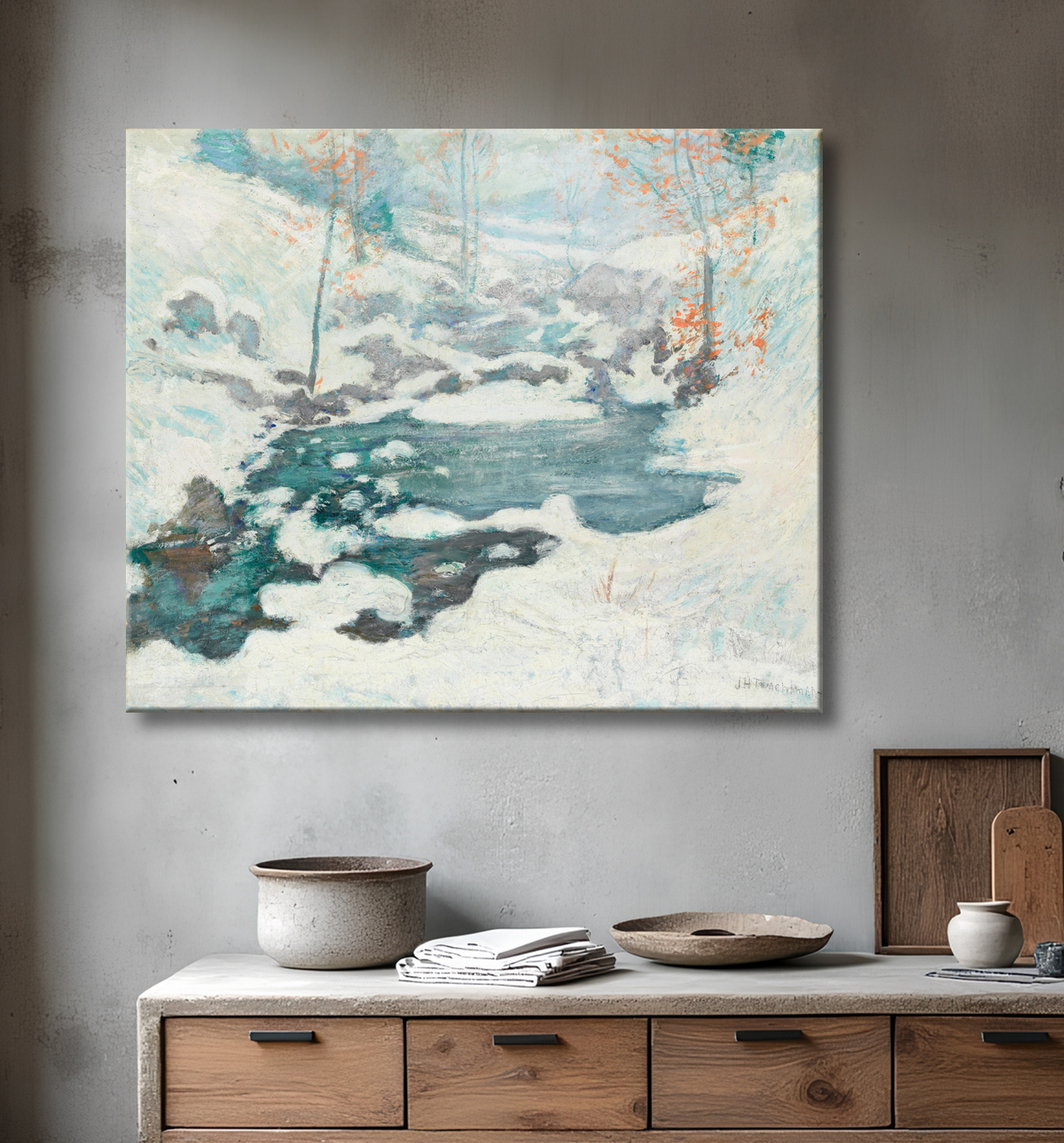 Reproduction Bloqué par les glaces de John Henry Twachtman avec decor