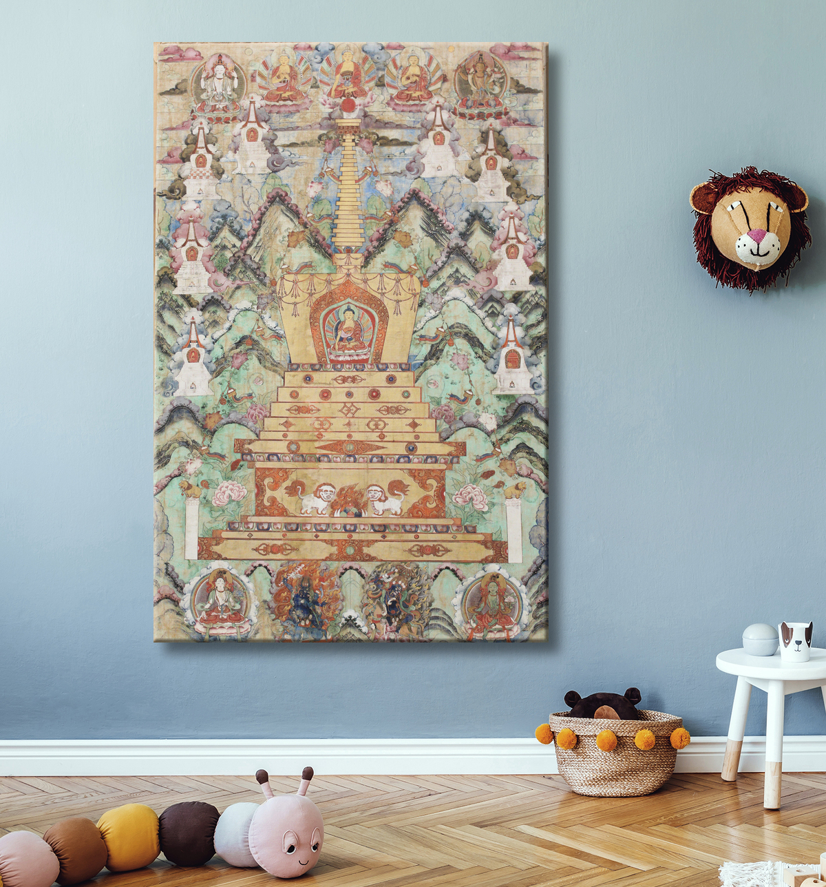 Reproduction Bouddha dans un stupa avec decor