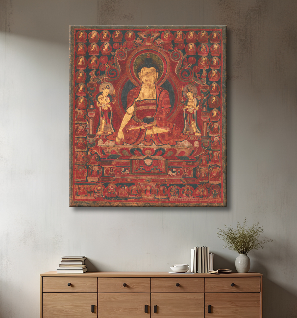 Reproduction Bouddha Shakyamuni comme "Seigneur des Munis" avec decor
