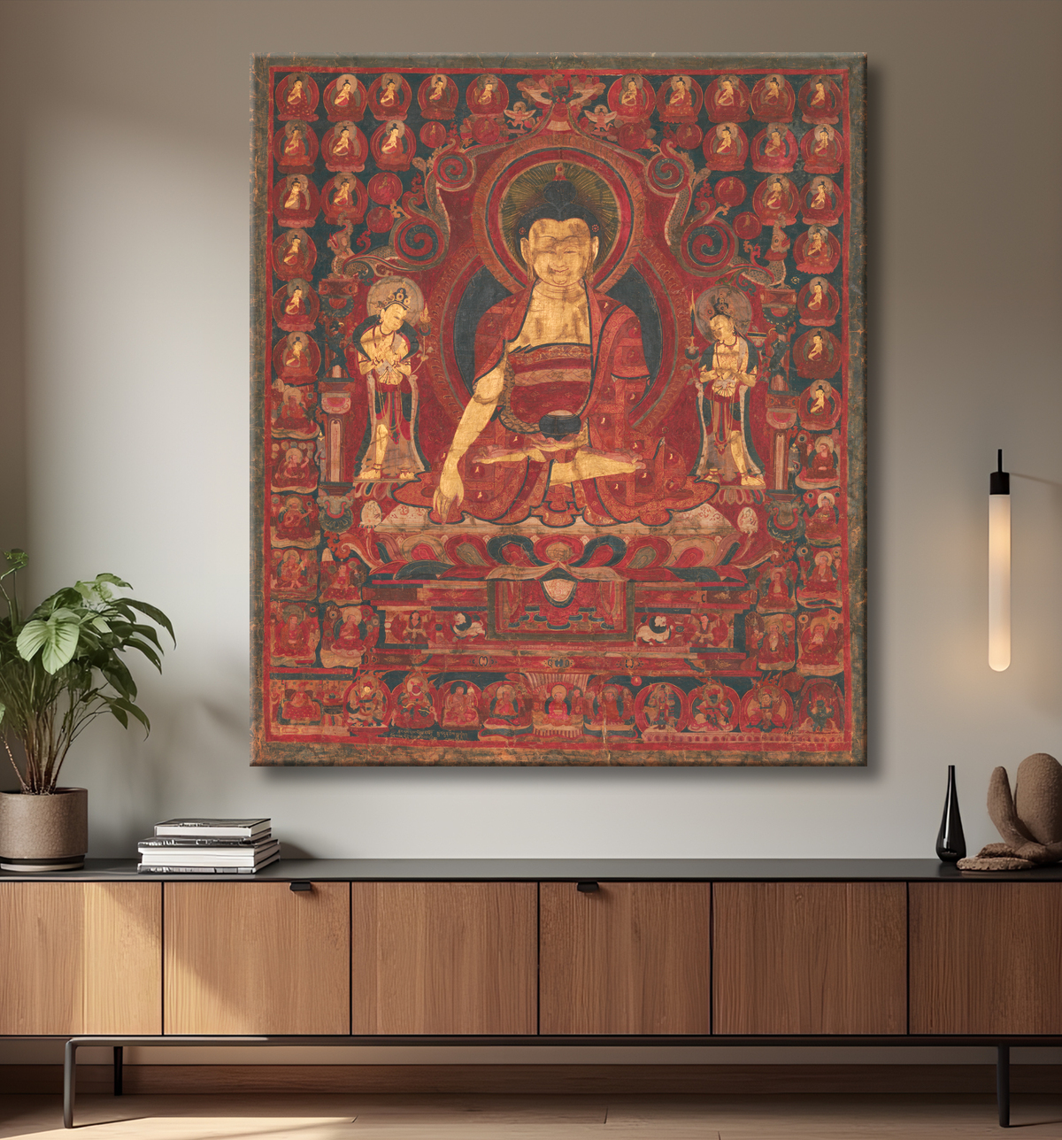 Reproduction Bouddha Shakyamuni comme "Seigneur des Munis" avec decor