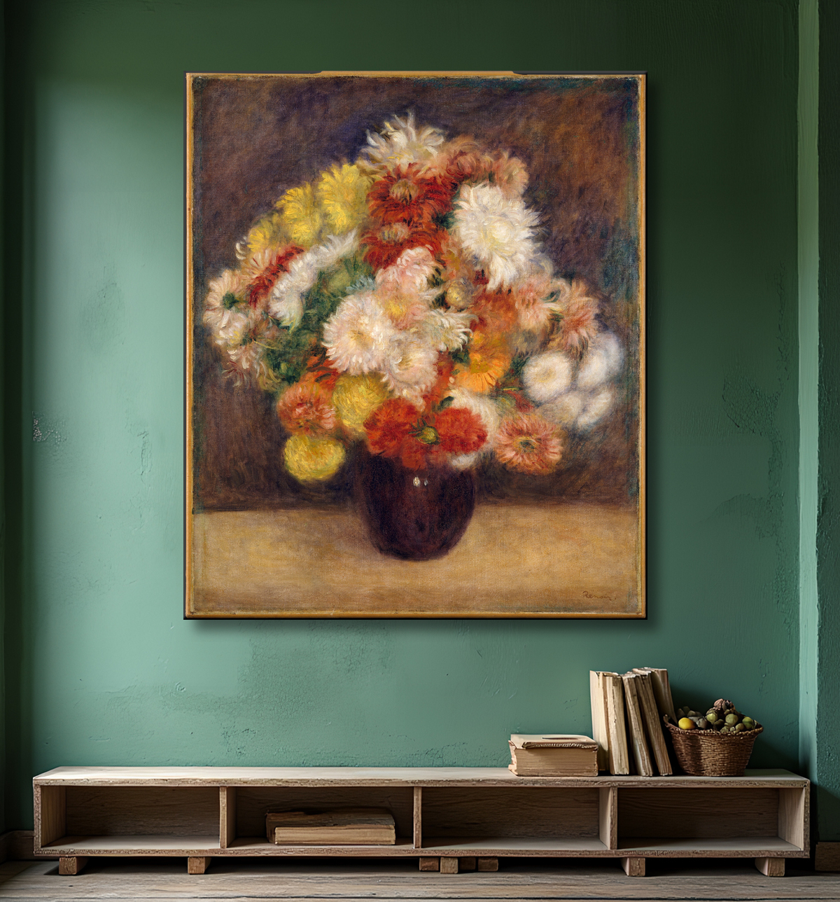 Reproduction Bouquet de Chrysanthèmes de Auguste Renoir avec decor