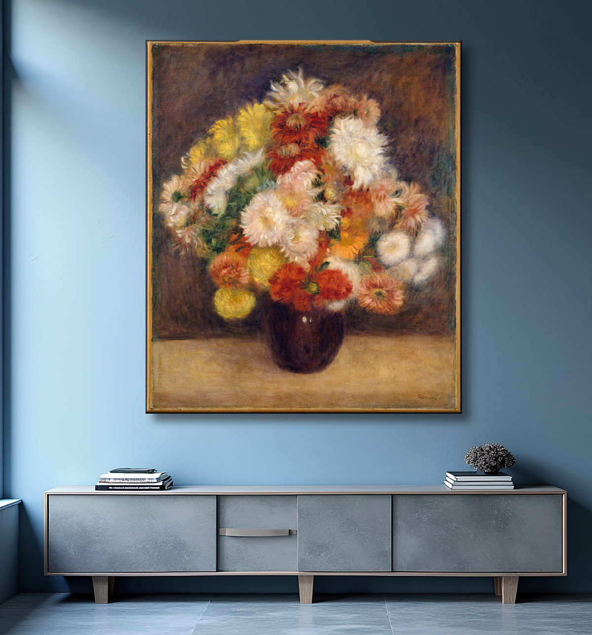 Reproduction Bouquet de Chrysanthèmes de Auguste Renoir avec decor