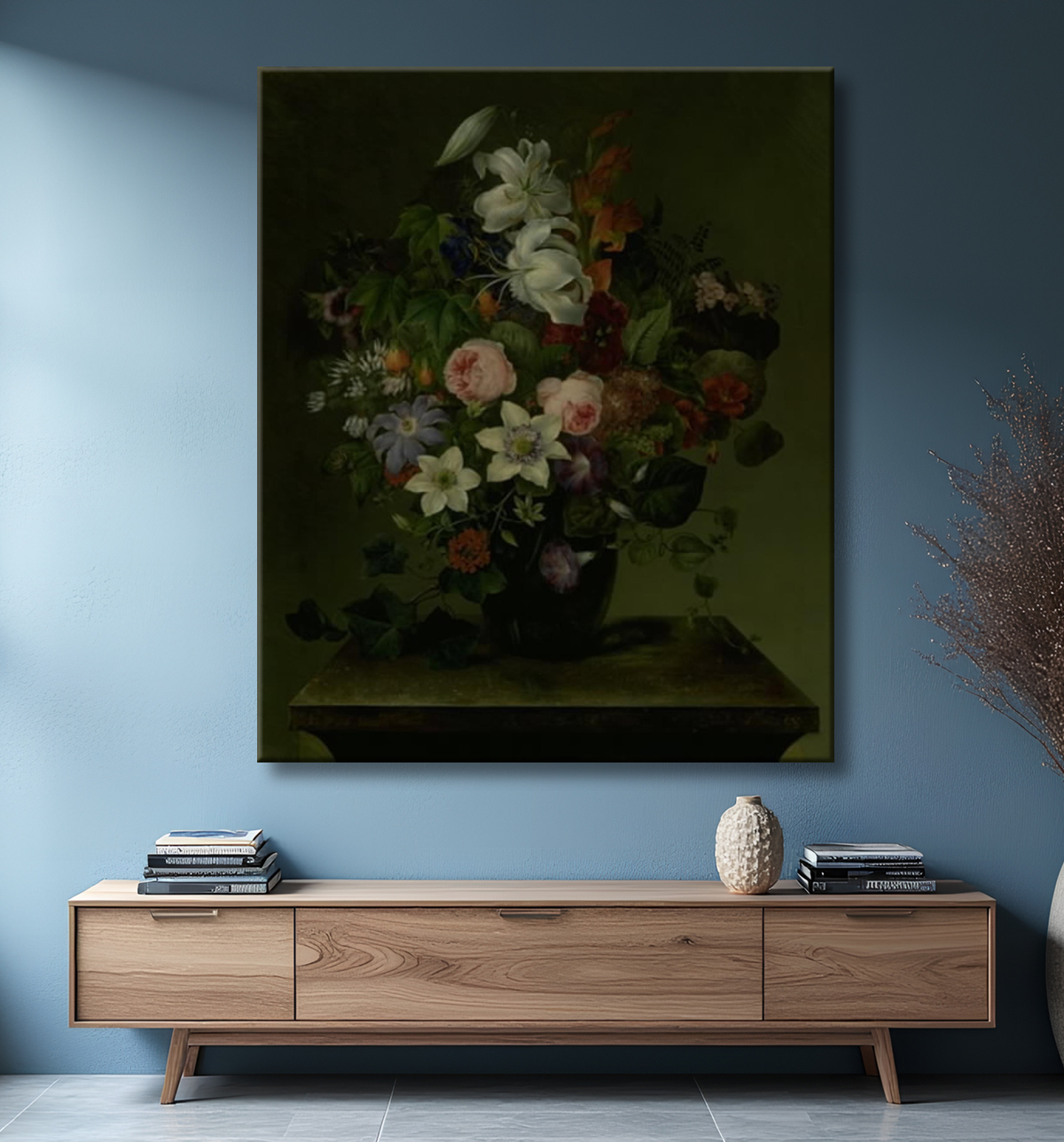 Reproduction Bouquet de fleurs avec grognement et lierre de Neergaard, Hermania avec decor