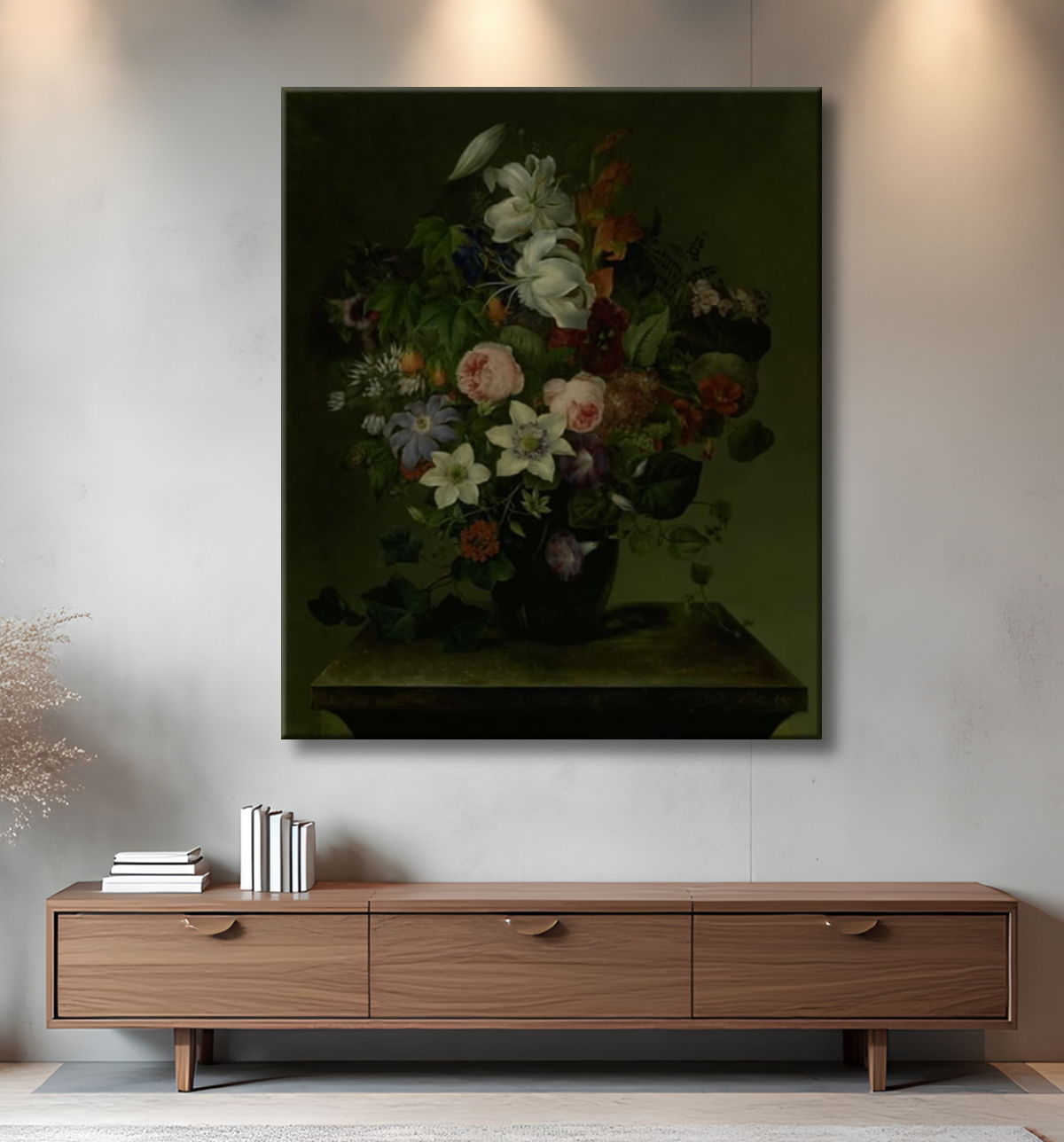 Reproduction Bouquet de fleurs avec grognement et lierre de Neergaard, Hermania avec decor