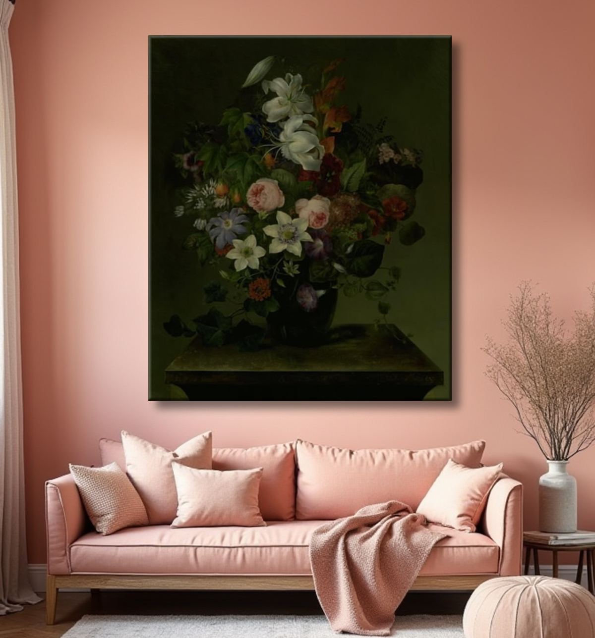 Reproduction Bouquet de fleurs avec grognement et lierre de Neergaard, Hermania avec decor