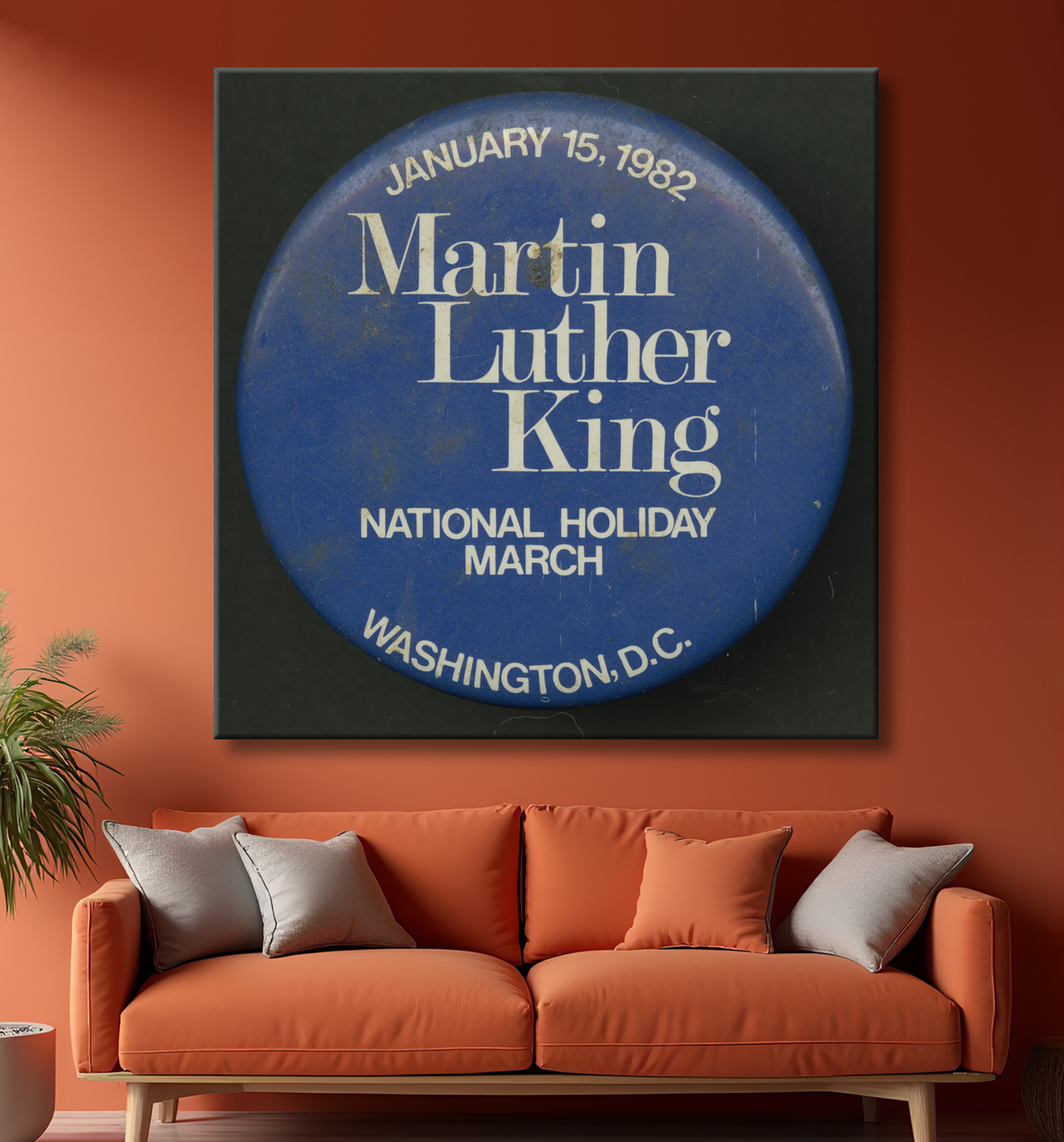 Reproduction Bouton Pinback faisant la promotion de la Journée Martin Luther King de Unidentified avec decor