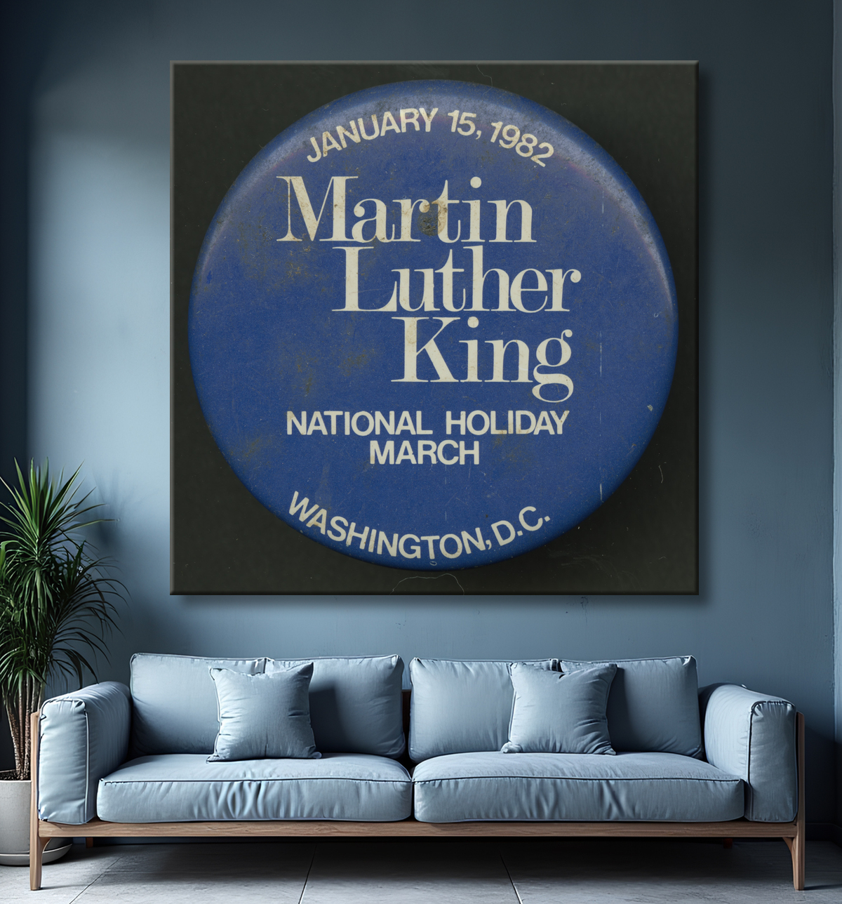 Reproduction Bouton Pinback faisant la promotion de la Journée Martin Luther King de Unidentified avec decor