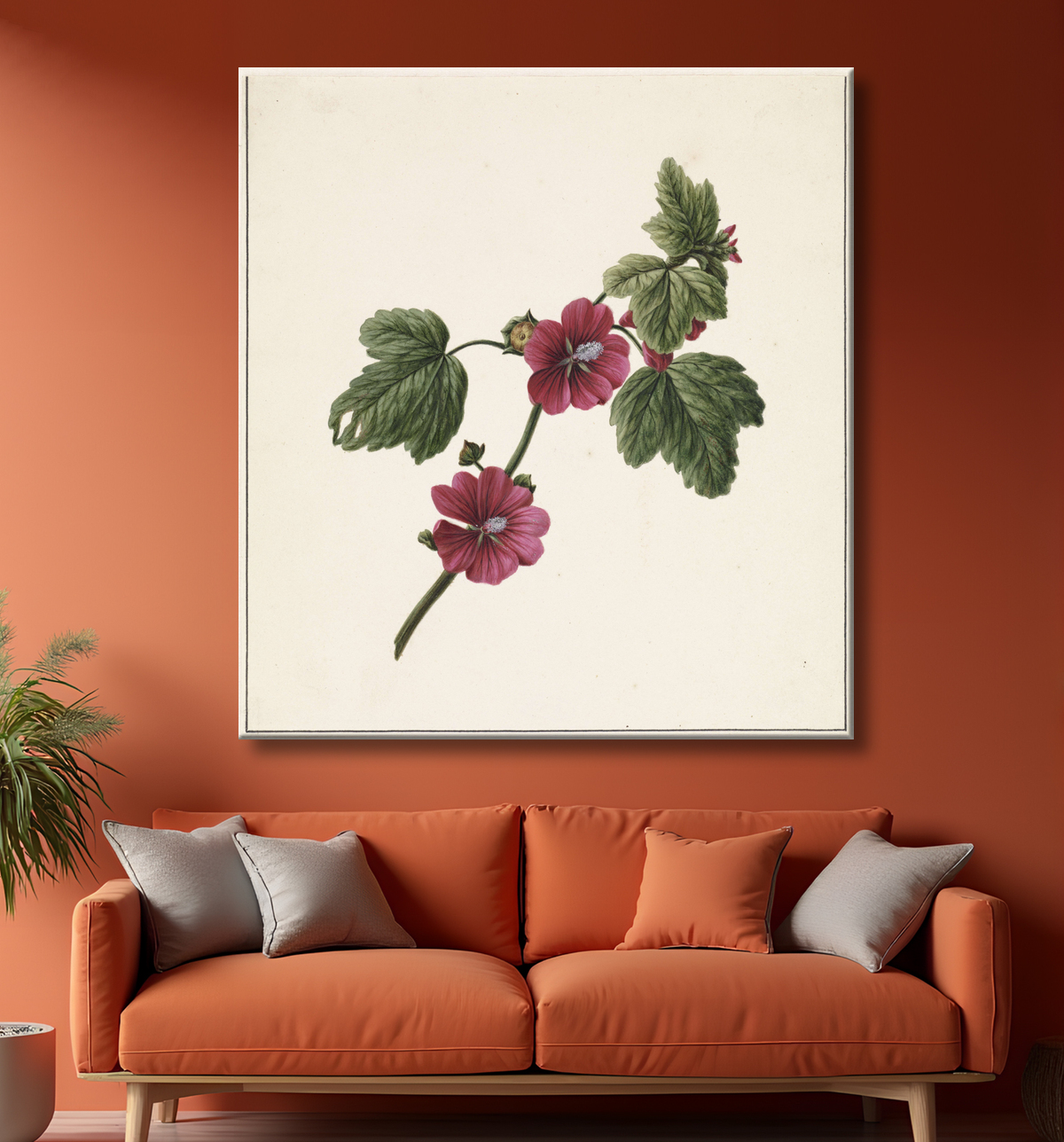 Reproduction Branche avec fleurs violettes de M. de Gijselaar avec decor