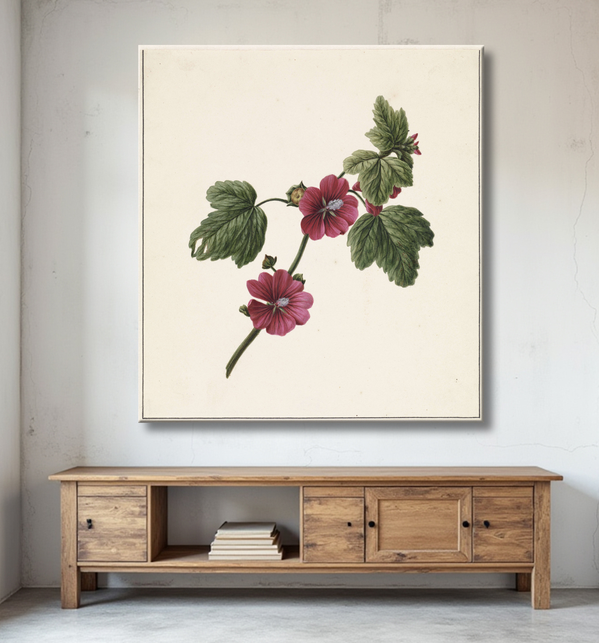 Reproduction Branche avec fleurs violettes de M. de Gijselaar avec decor