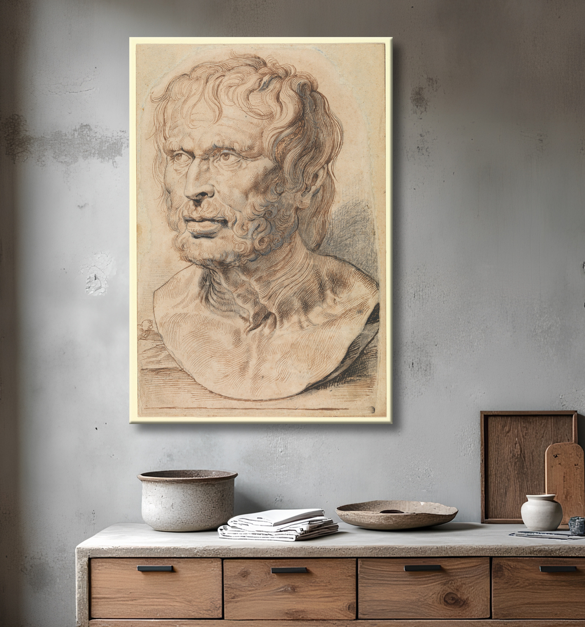 Reproduction Buste de Pseudo-Sénèque de Peter Paul Rubens avec decor