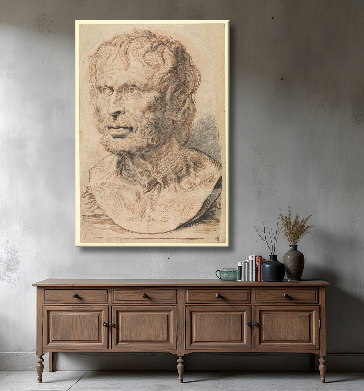 Reproduction Buste de Pseudo-Sénèque de Peter Paul Rubens avec decor