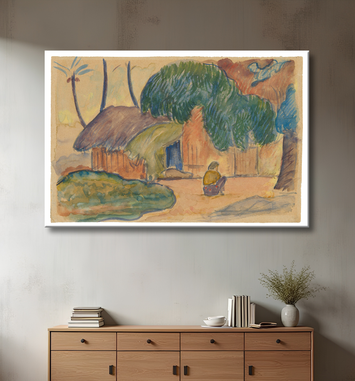 Reproduction Cabane tahitienne de Paul Gauguin avec decor