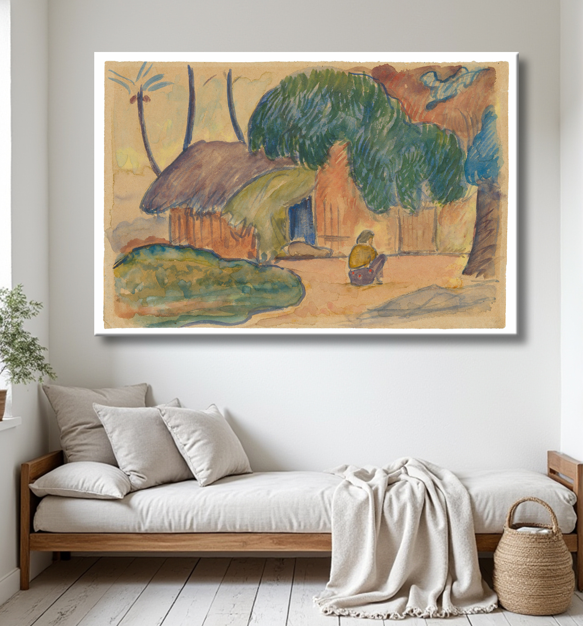 Reproduction Cabane tahitienne de Paul Gauguin avec decor