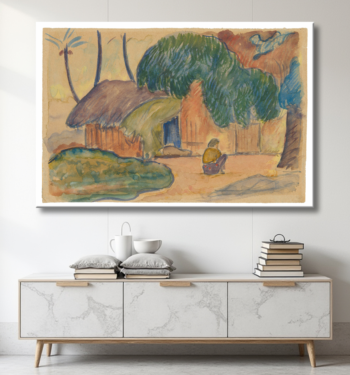 Reproduction Cabane tahitienne de Paul Gauguin avec decor
