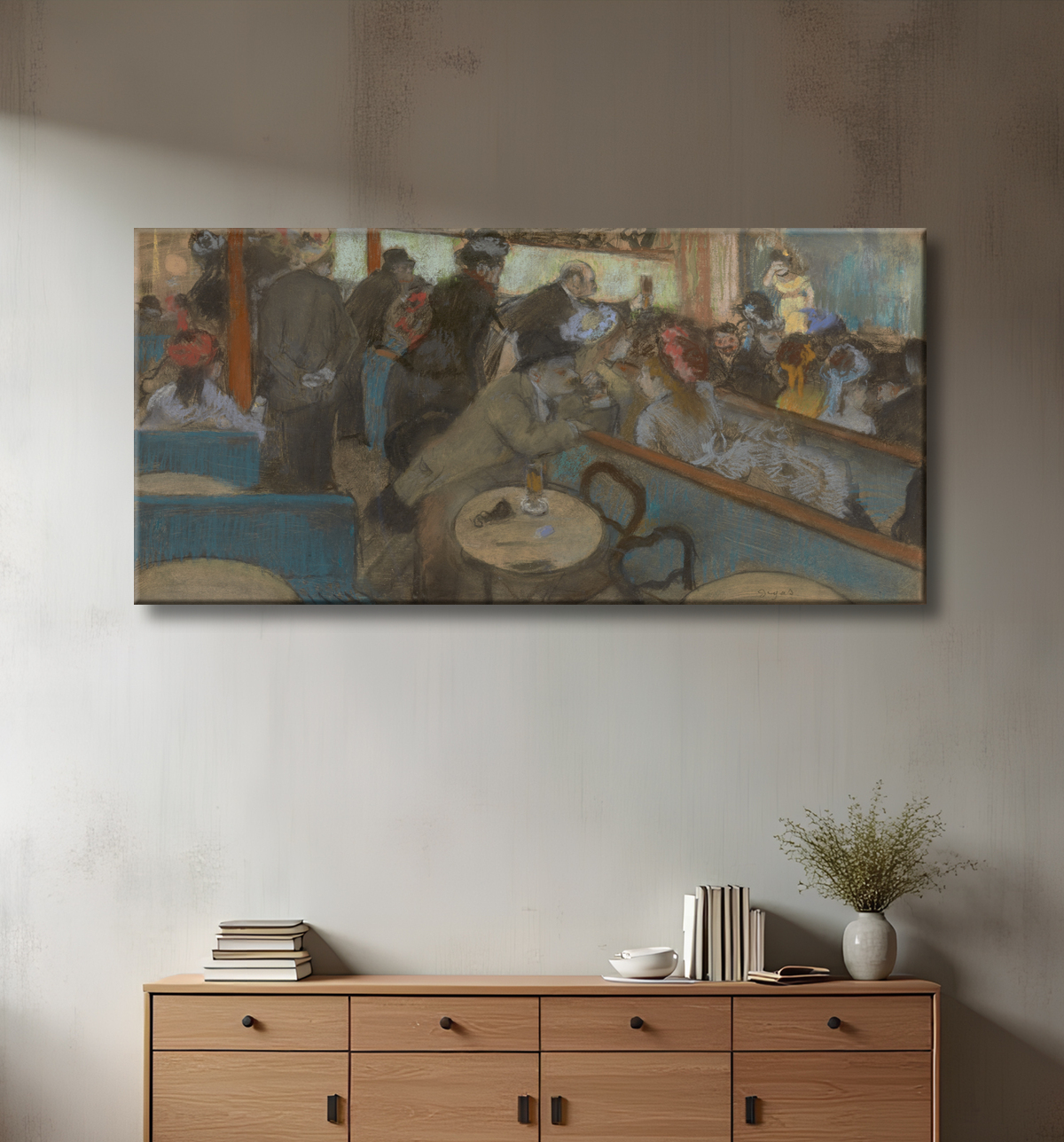 Reproduction Café-Concert (Les Spectateurs) de Hilaire Germain Edgar Degas avec decor