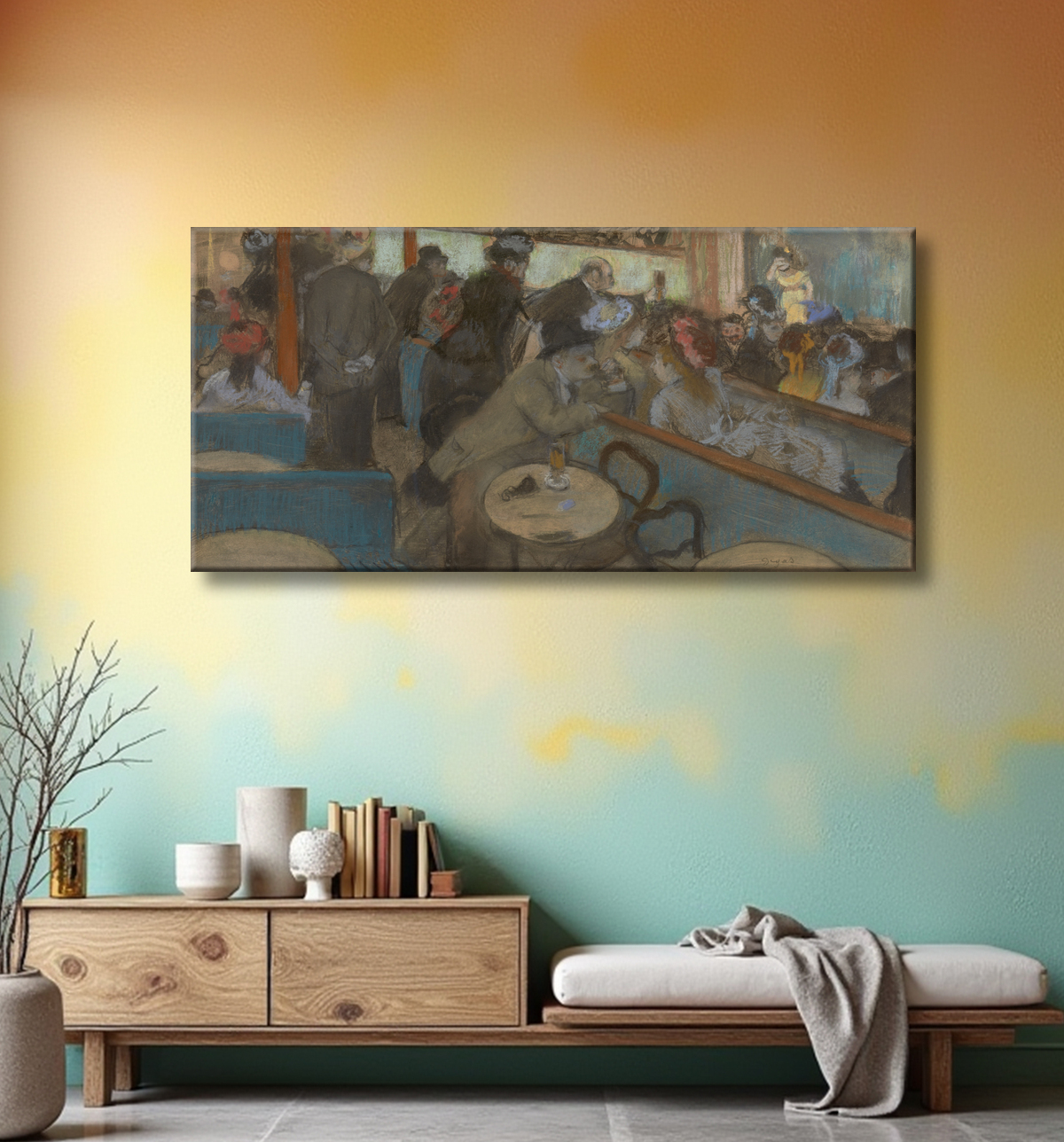 Reproduction Café-Concert (Les Spectateurs) de Hilaire Germain Edgar Degas avec decor