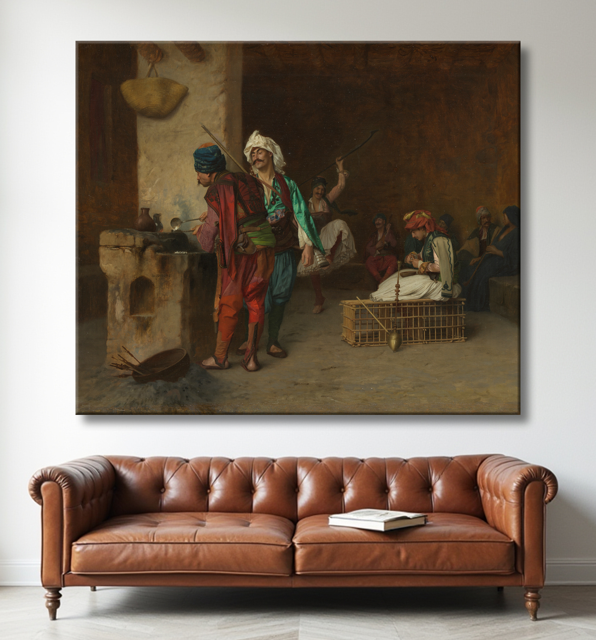 Reproduction Cafe House, Le Caire (Casting Bullets) de Jean-Léon Gérôme avec decor