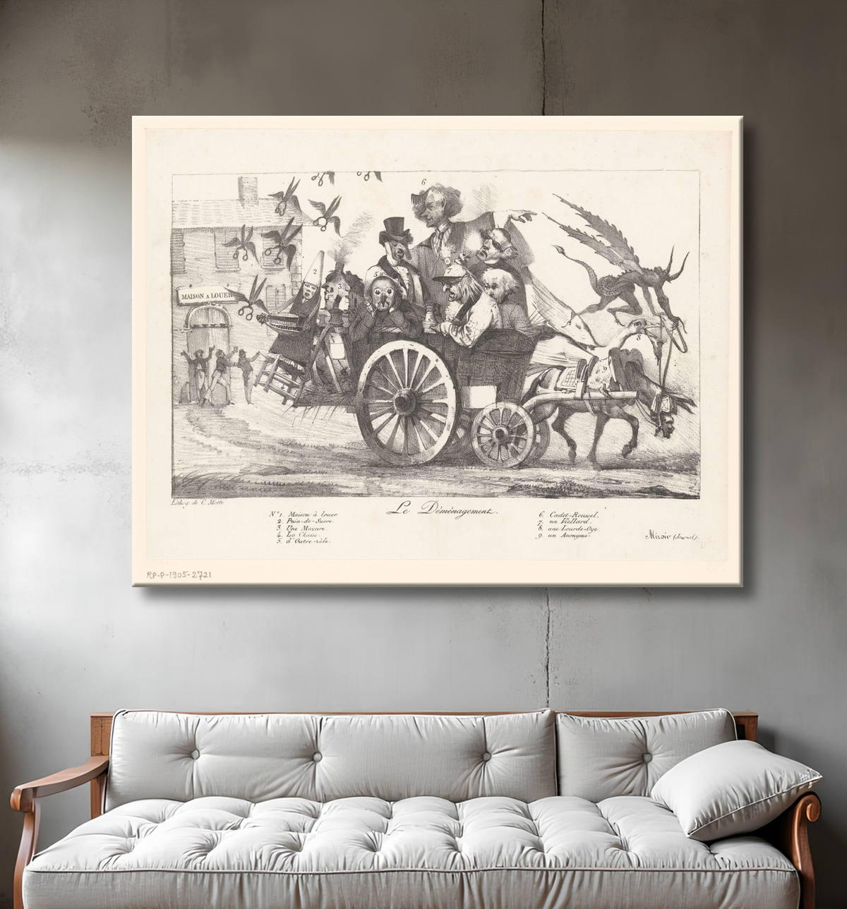 Reproduction Camionnette de déménagement avec figures allégoriques de Eugène Delacroix avec decor