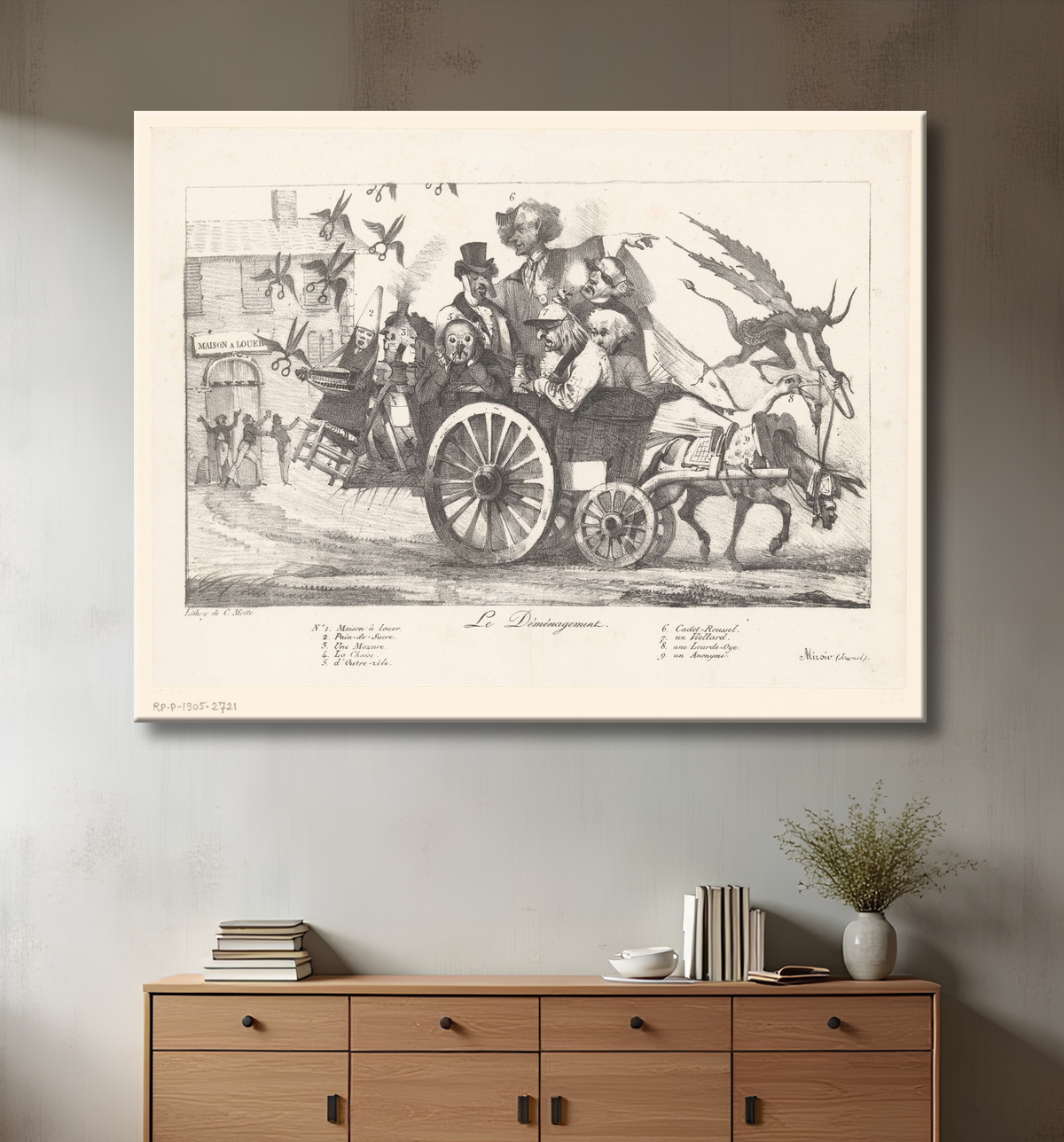 Reproduction Camionnette de déménagement avec figures allégoriques de Eugène Delacroix avec decor