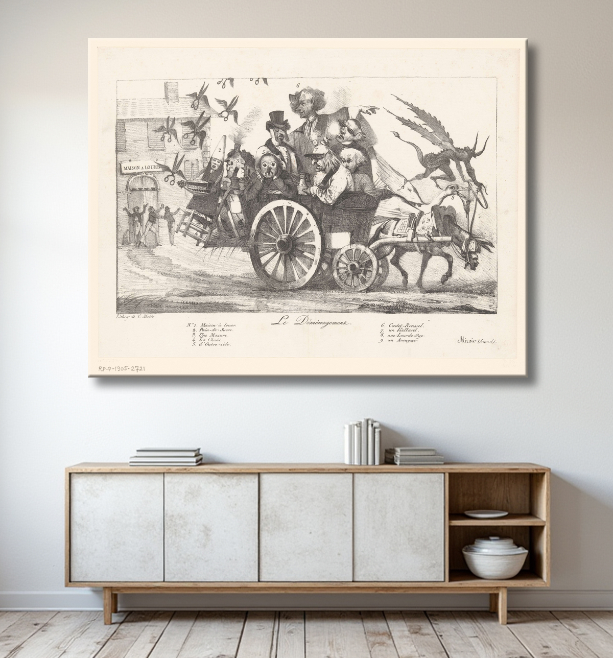 Reproduction Camionnette de déménagement avec figures allégoriques de Eugène Delacroix avec decor