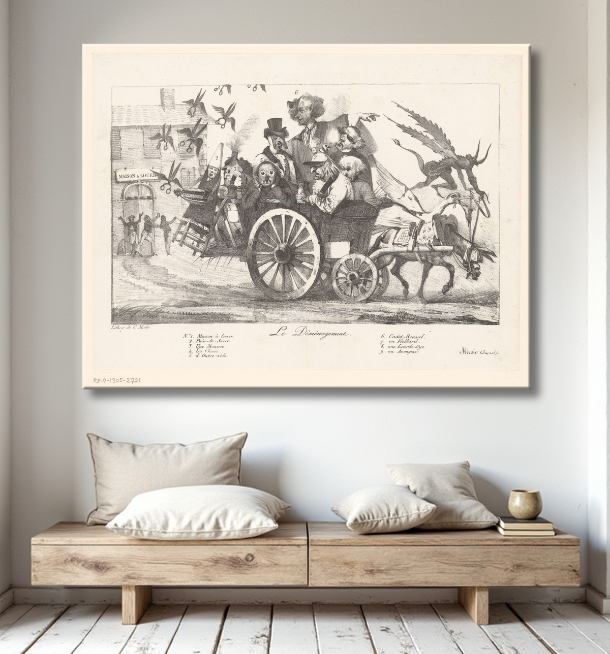 Reproduction Camionnette de déménagement avec figures allégoriques de Eugène Delacroix avec decor