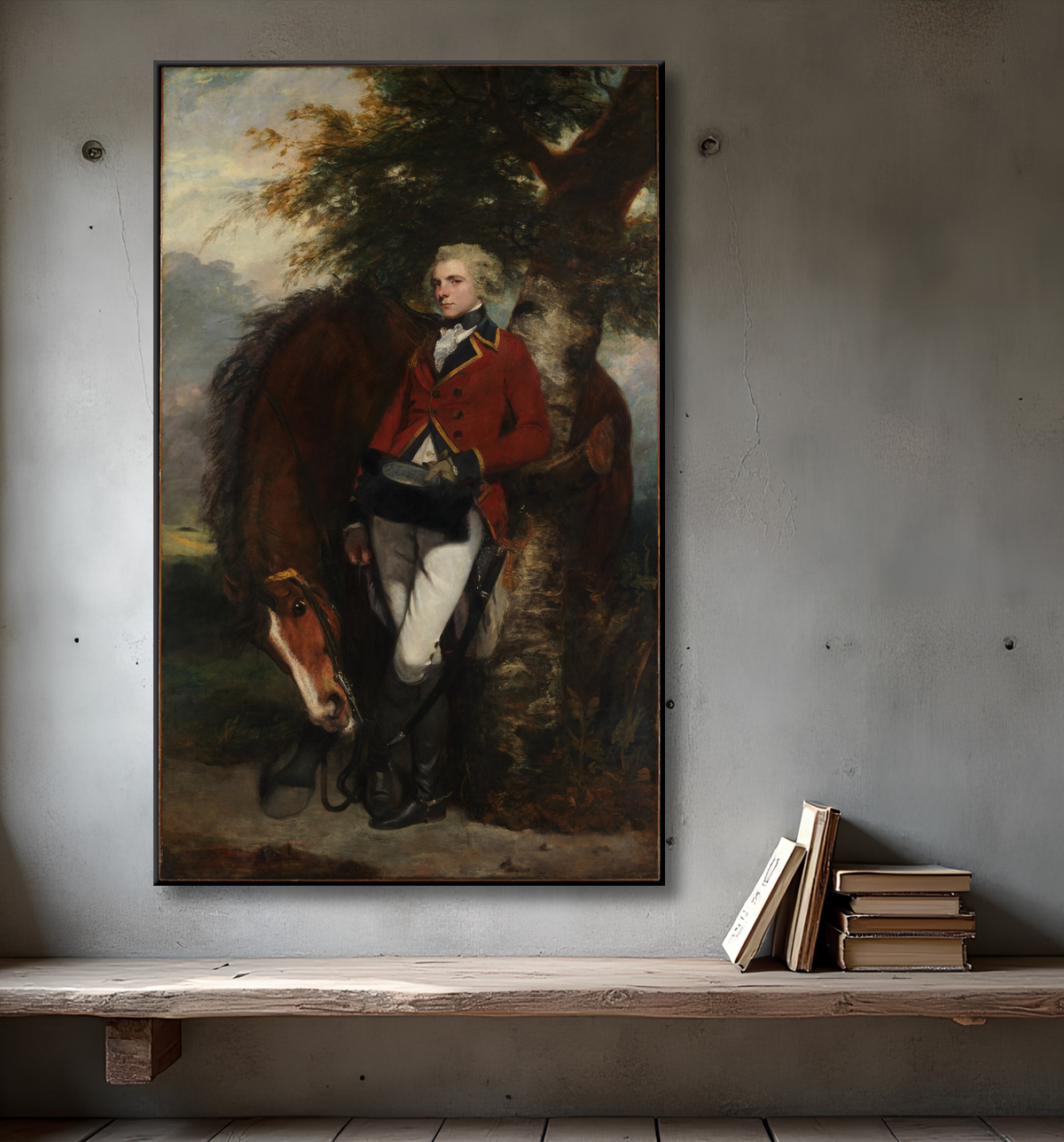 Reproduction Capitaine George KH Coussmaker (1759-1801) de Sir Joshua Reynolds avec decor