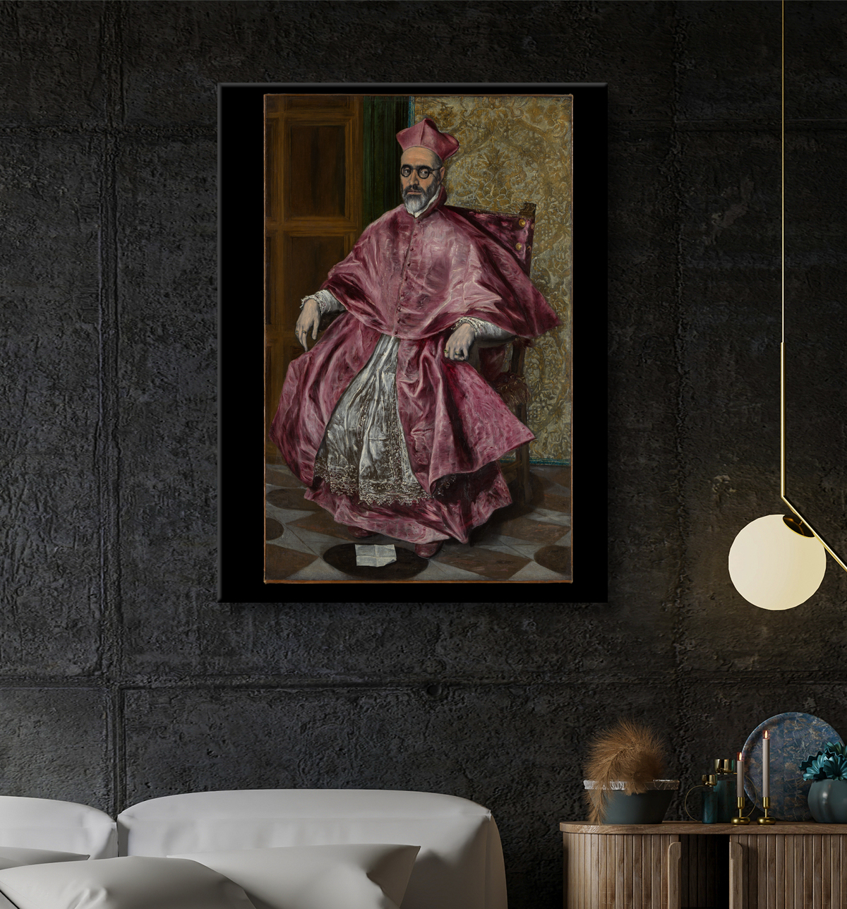 Reproduction Cardinal Fernando Niño de Guevara (1541-1609) de El Greco (Domenikos Theotokopoulos) avec decor