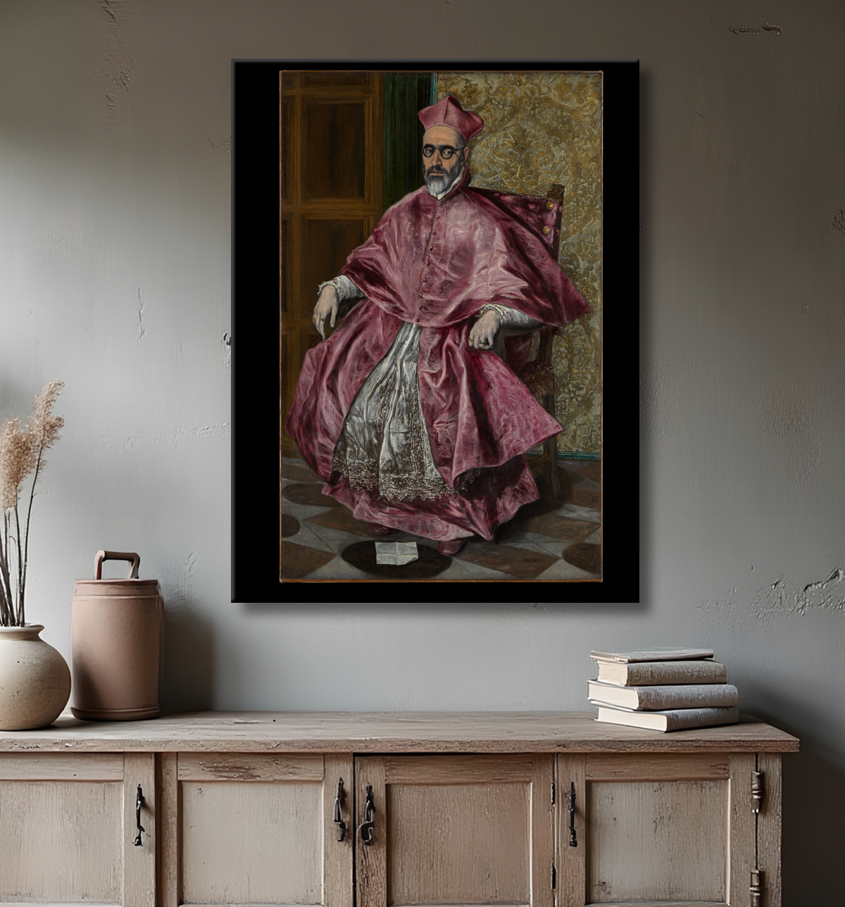 Reproduction Cardinal Fernando Niño de Guevara (1541-1609) de El Greco (Domenikos Theotokopoulos) avec decor