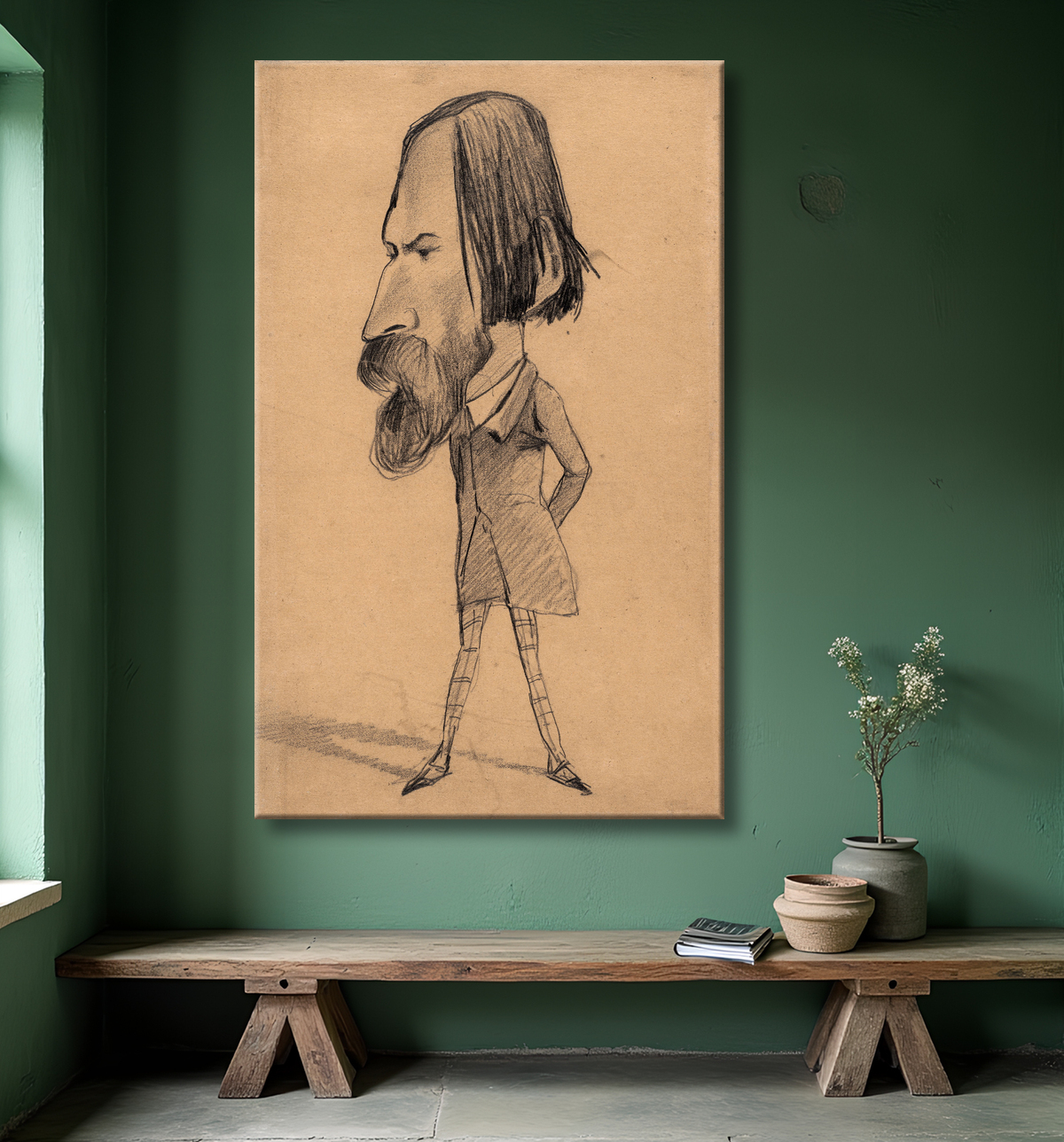 Reproduction Caricature d'Auguste Vacquerie de Claude Monet avec decor