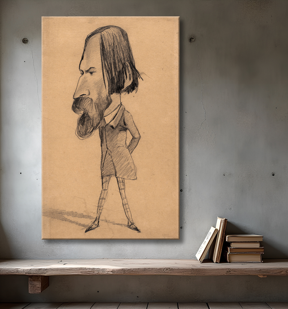 Reproduction Caricature d'Auguste Vacquerie de Claude Monet avec decor